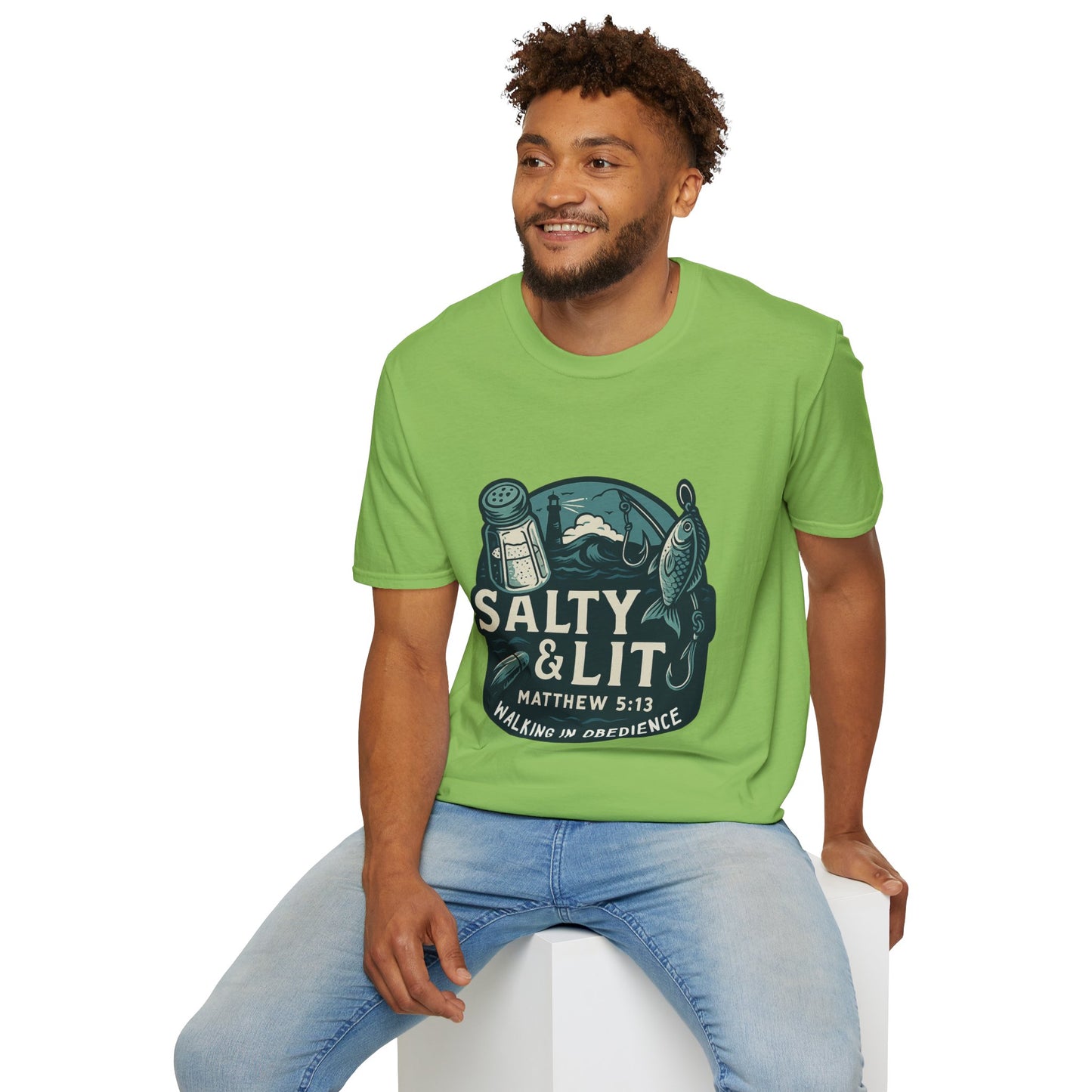 'Salty & Lit" Matthew 5:13 Bible Verse Christian Softstyle Tshirt
