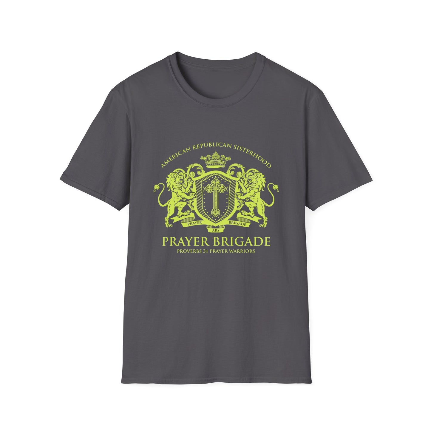ARS Prayer Brigade Women's Relaxed/Plus Tshirt (Chartreuse Logo)