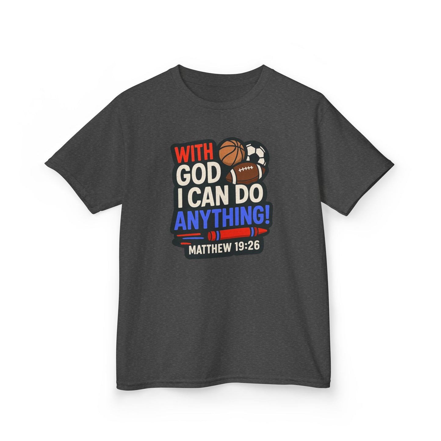 "With God I Can Do Anything!" Bible Verse Christian Boy's Inspirational Tshirt