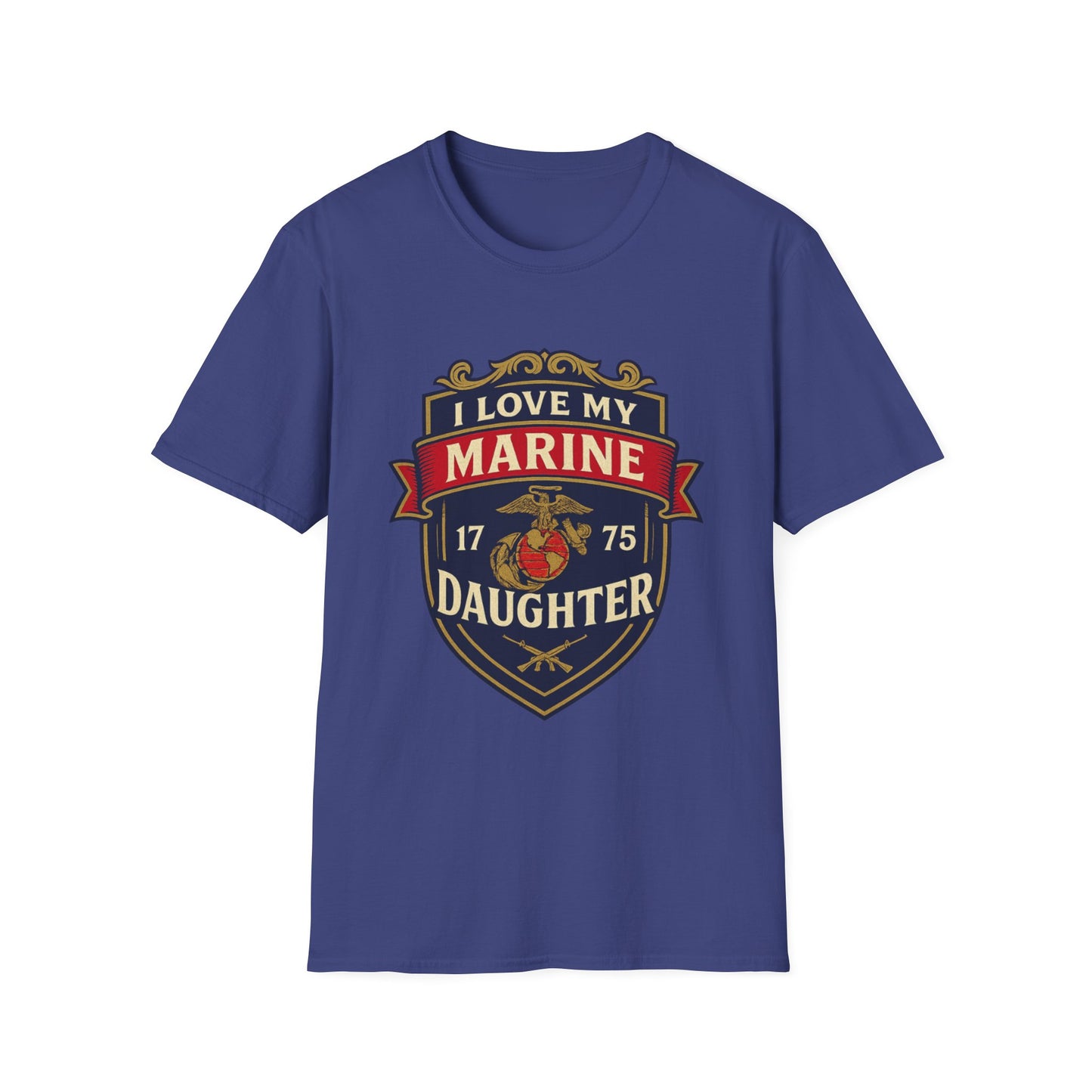 "I Love My Marine Daughter" Military Patriotic Softstyle Tshirt for Marine Parents