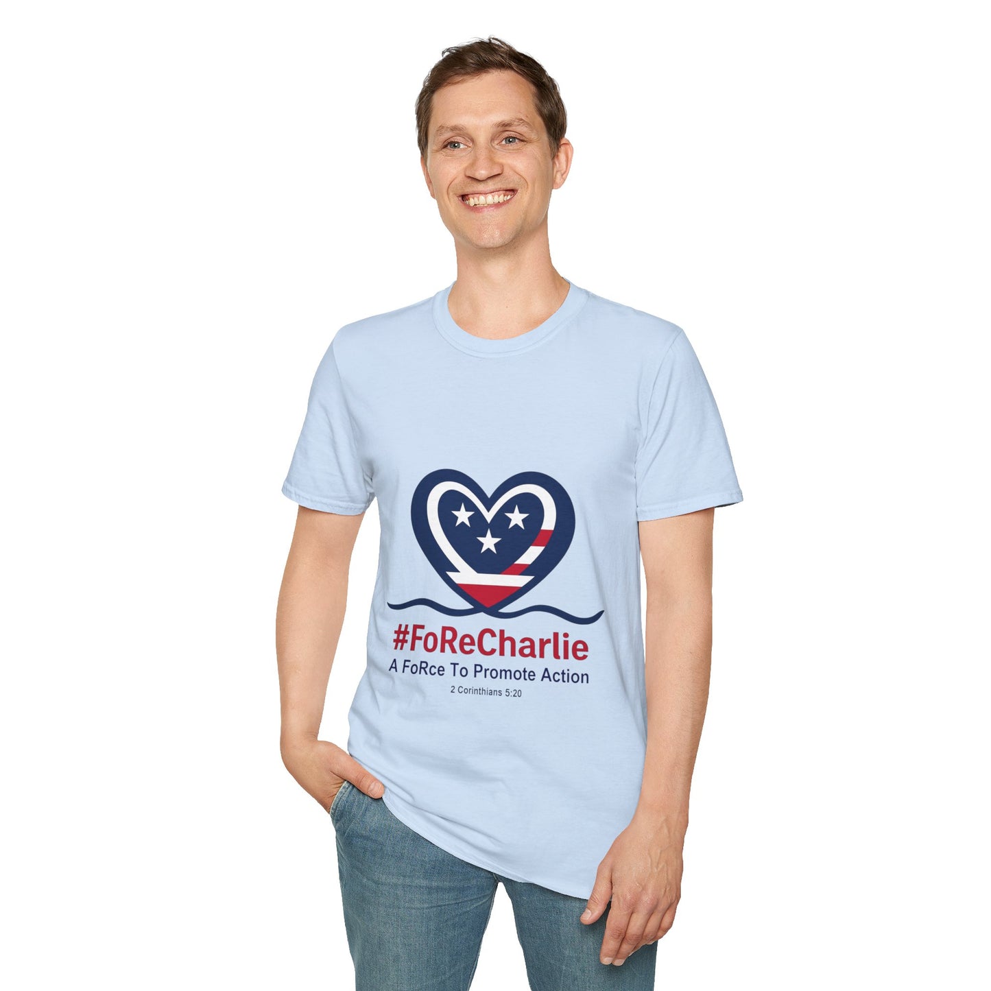 "FoRe Charlie" Ambassador Pageant Memorial Tshirt of Charlie Kirk (Heart Logo)