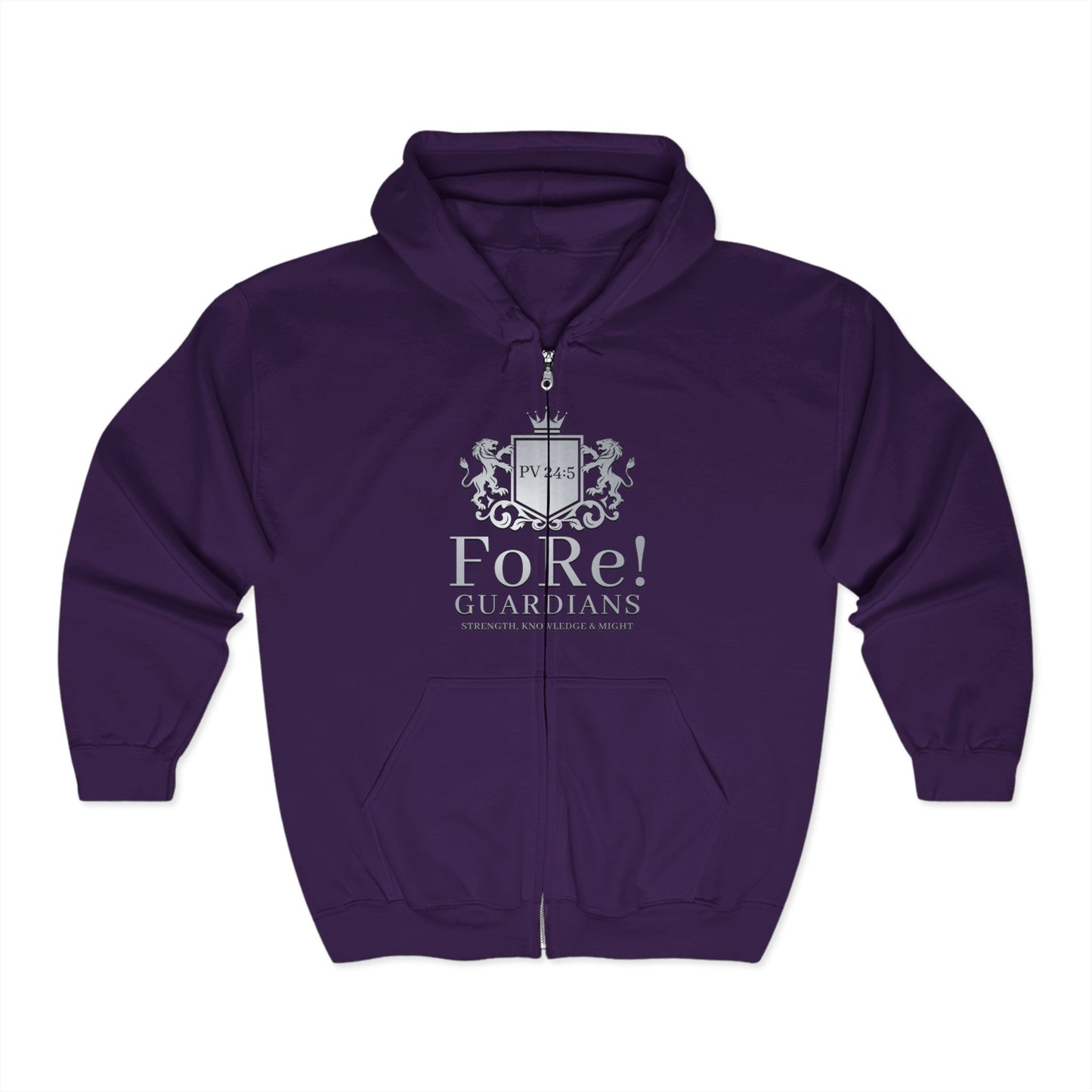 FoRe! Guardians Unisex Full Zip Hoodie - Strong, Knowledge & Might