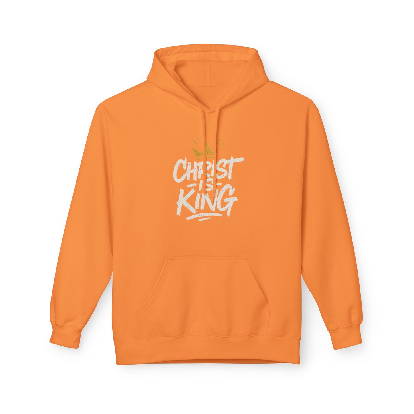 Christ is King Fleece Hoodie Faith-Based Sweatshirt (Gold Crown Logo)