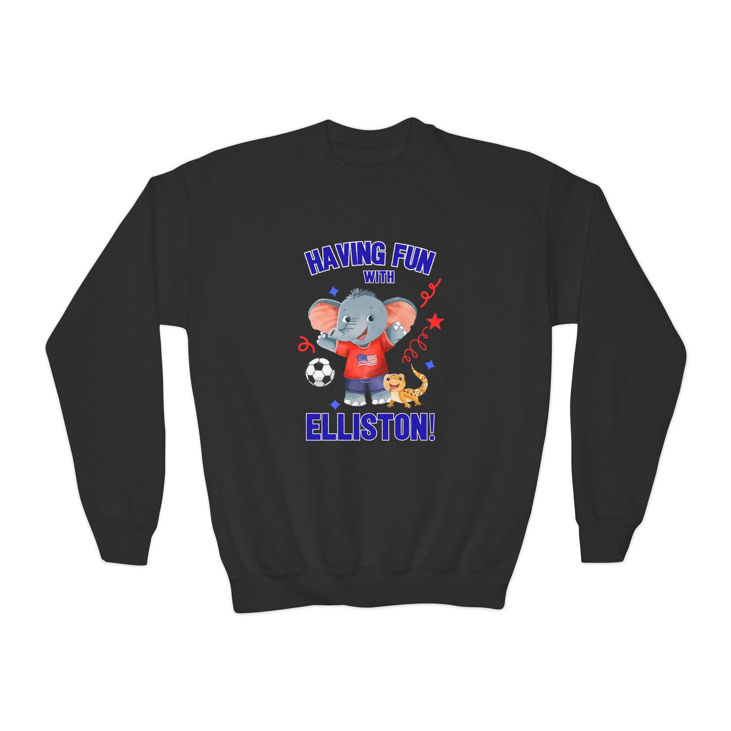 Elliston the Elephant (TM), Having Fun with Elliston Kids Sweatshirt - Sweet Baby Jeez Teez