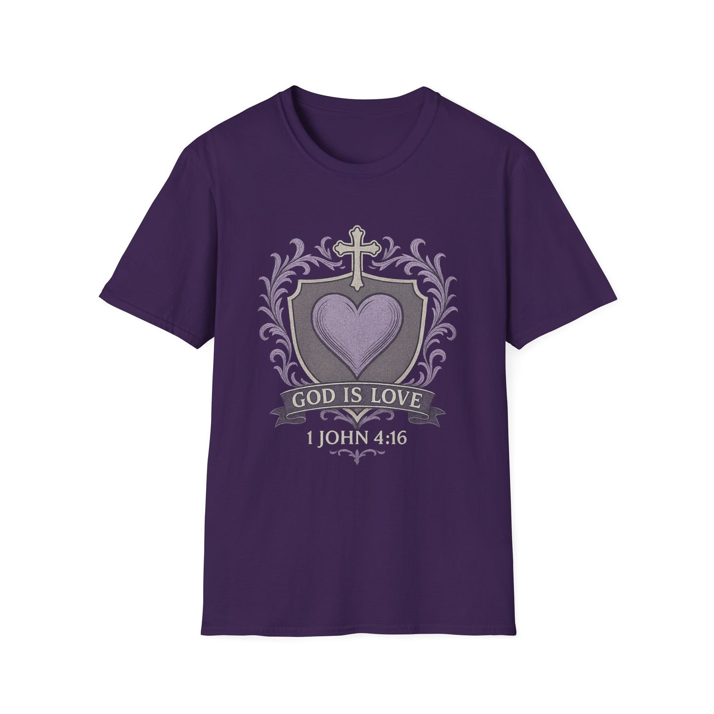 God Is Love Women's Bible Verse Inspirational Christian Tshirt (Faded Logo)