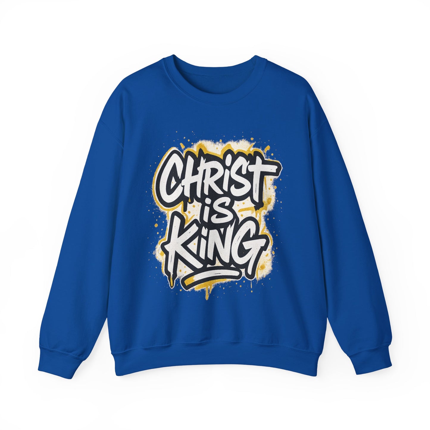 Christ is King Men's Crewneck Sweatshirt (White/Gold Logo)