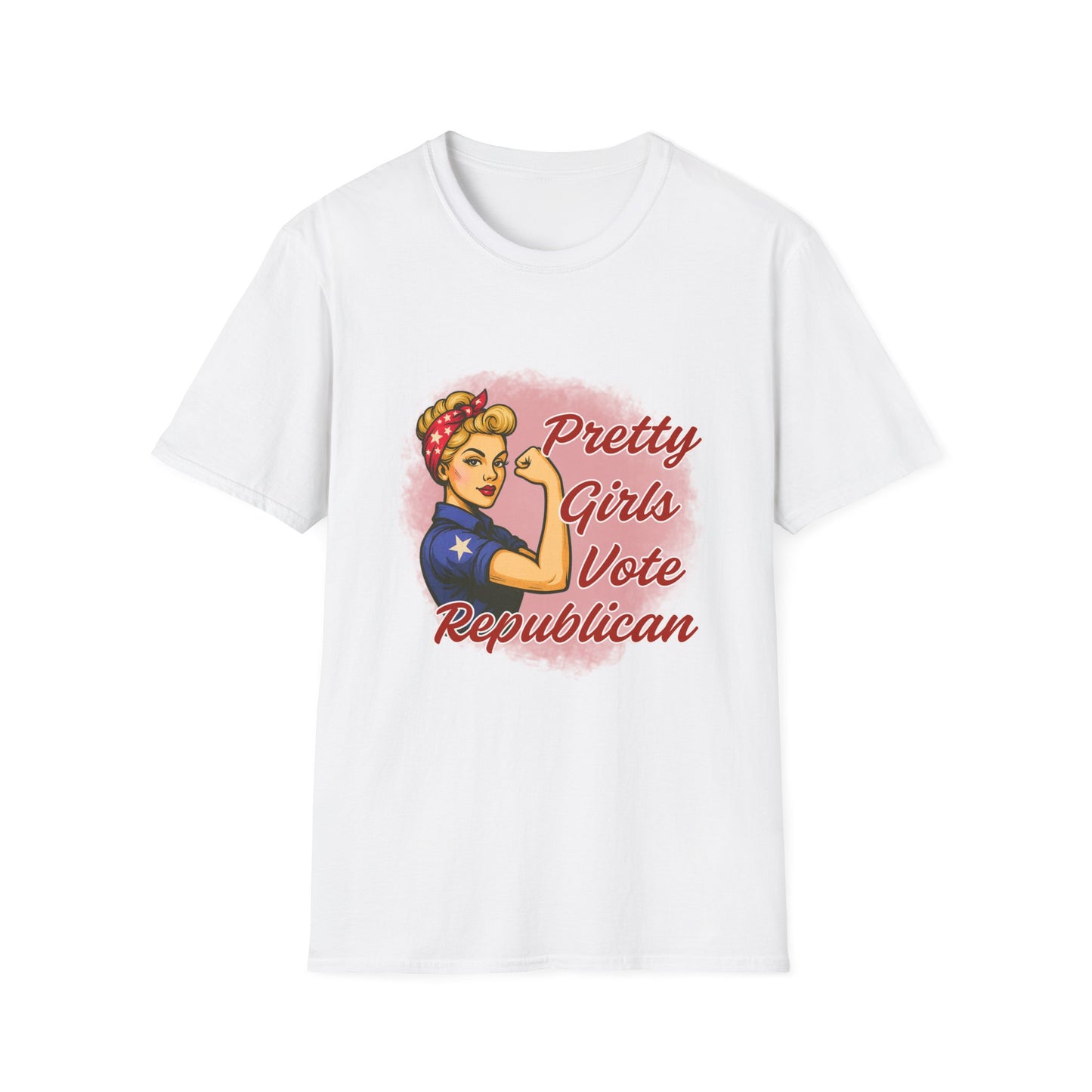 "Pretty Girls Vote Republican" Empowered Women Softstyle T-Shirt Tee (Blonde)