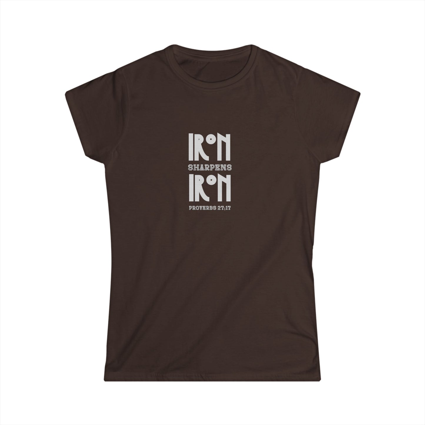"Iron Sharpens Iron" Bible Verse Christian Inspirational Women's Fitted Tee (Gray Logo)