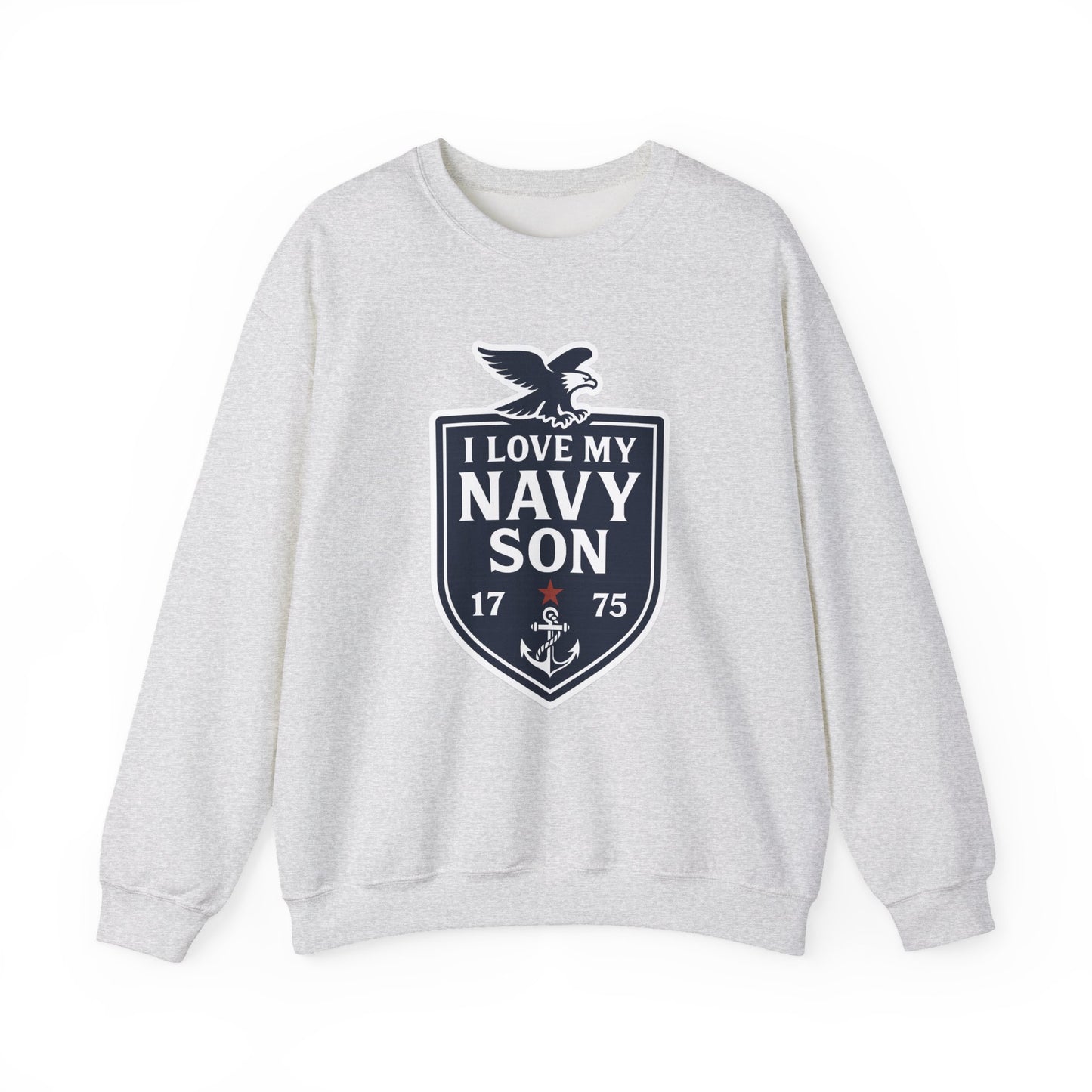 "I Love my Navy Son" Military Pride Navy Patriotic Crest Crewneck Sweatshirt
