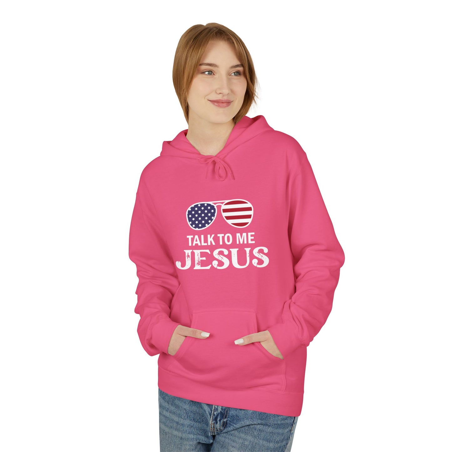 Patriotic "Talk to Me Jesus" Christian Fleece Hoodie