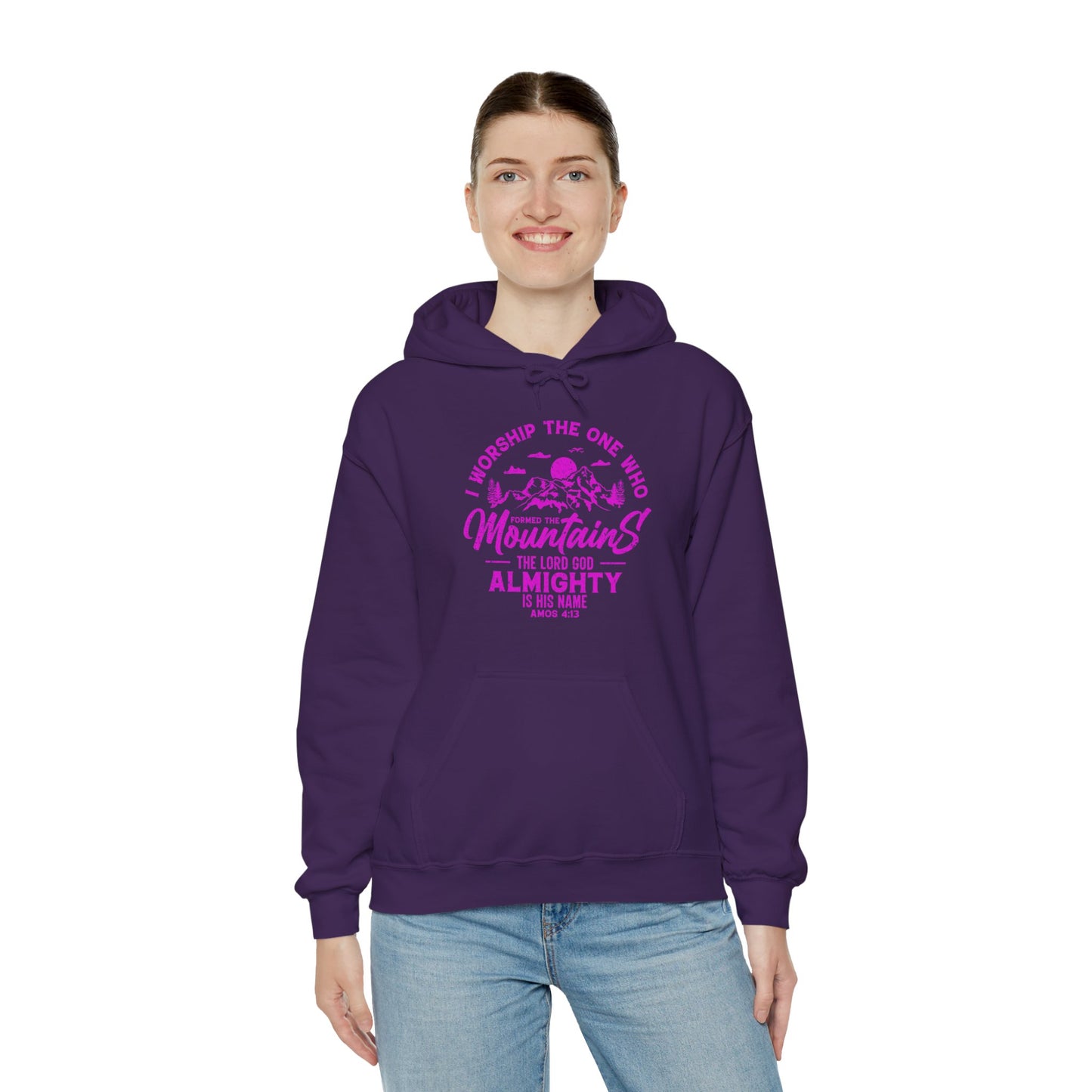 Mountains Women's Relaxed Hoodie (Hot Pink Logo)