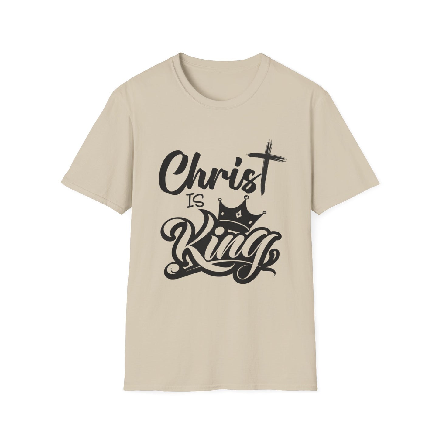 "Christ is King" Unisex Softstyle T-Shirt (Black Logo) - Sweet Baby Jeez Teez