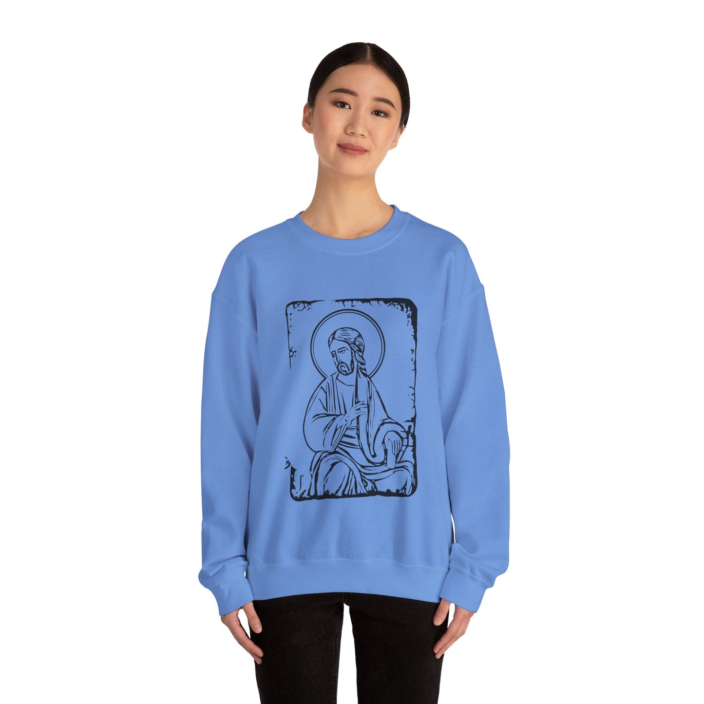 Orthodox Icon Women's Relaxed Sweatshirt (Black Logo) - Sweet Baby Jeez Teez