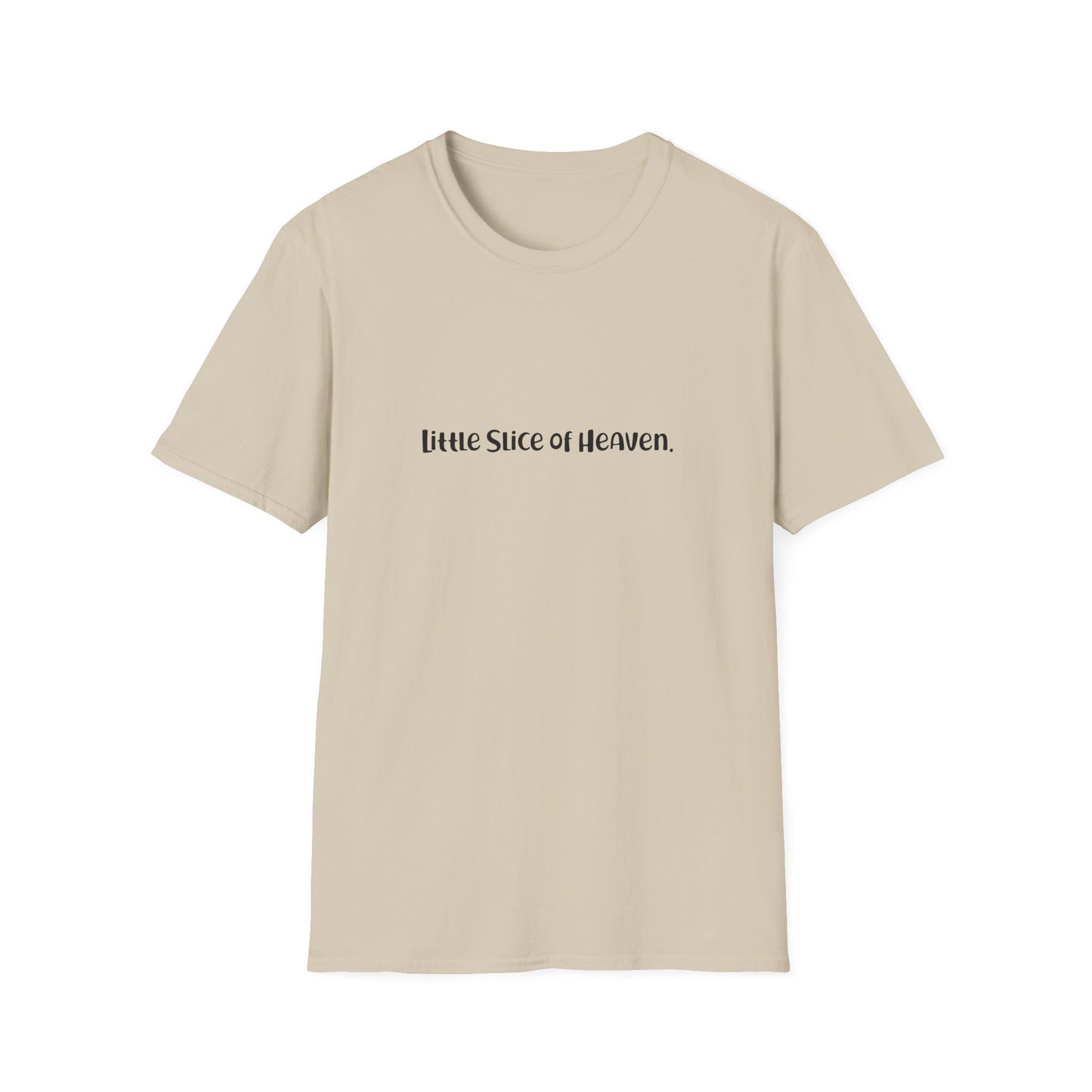 "Little Slice of Heaven" Fine Print Collection Softstyle Tshirt (Black Logo)