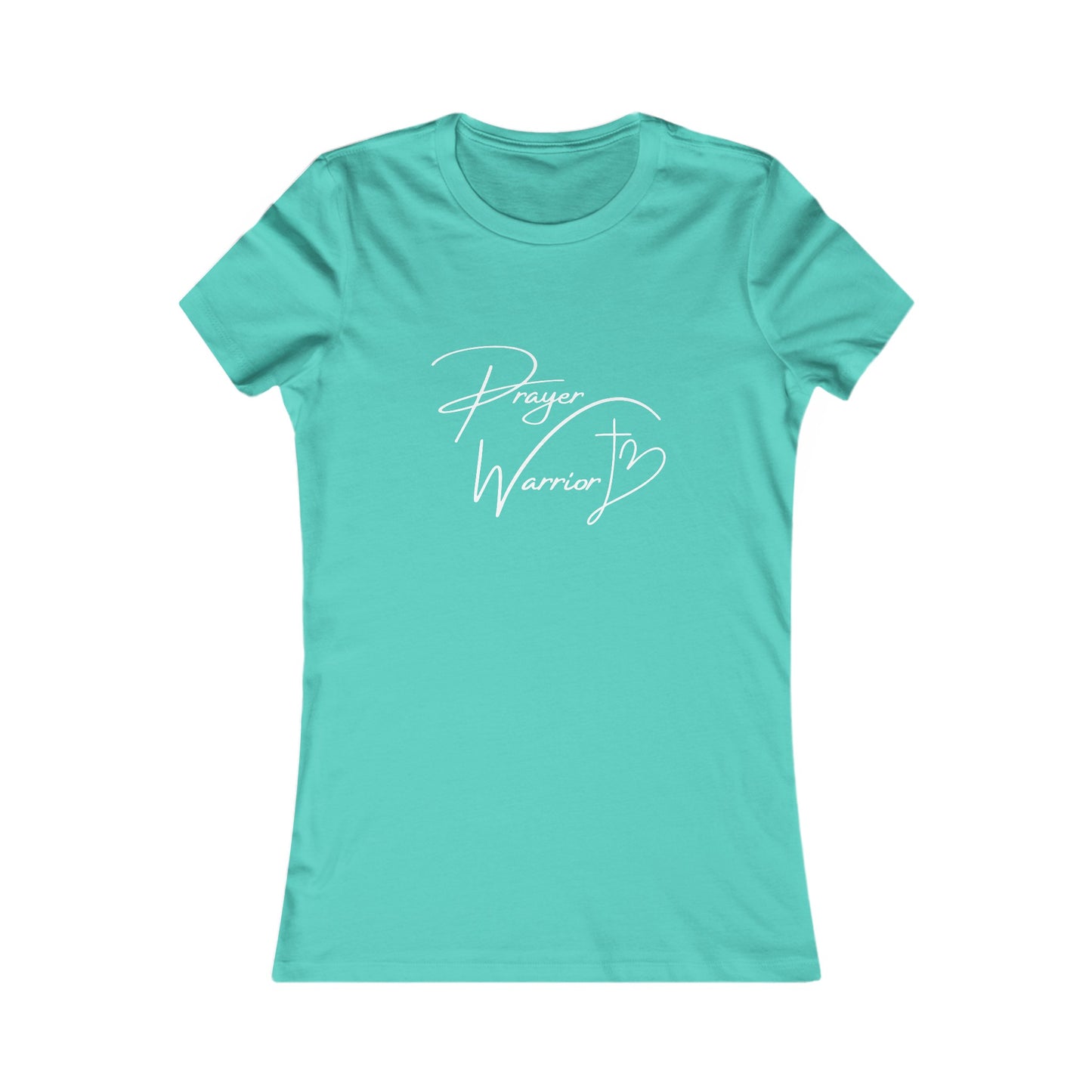 Prayer Warrior Cross Heart Women's Fitted Tshirt (White Logo) - Sweet Baby Jeez Teez