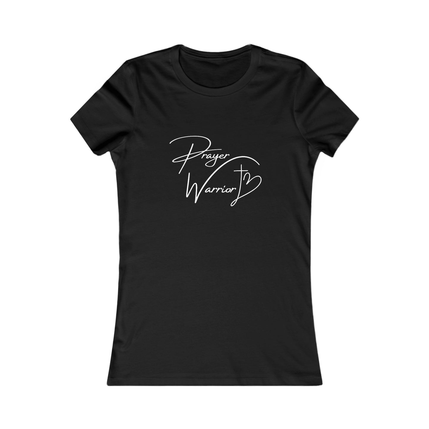 Prayer Warrior Cross Heart Women's Fitted Tshirt (White Logo) - Sweet Baby Jeez Teez