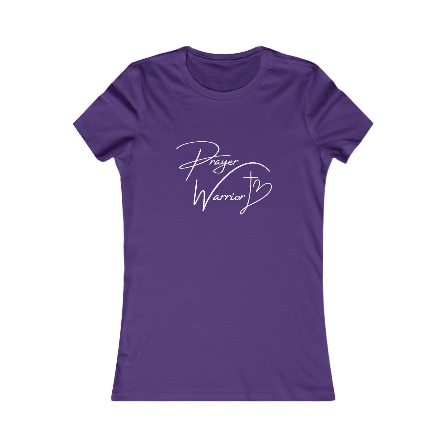 Prayer Warrior Cross Heart Women's Fitted Tshirt (White Logo) - Sweet Baby Jeez Teez