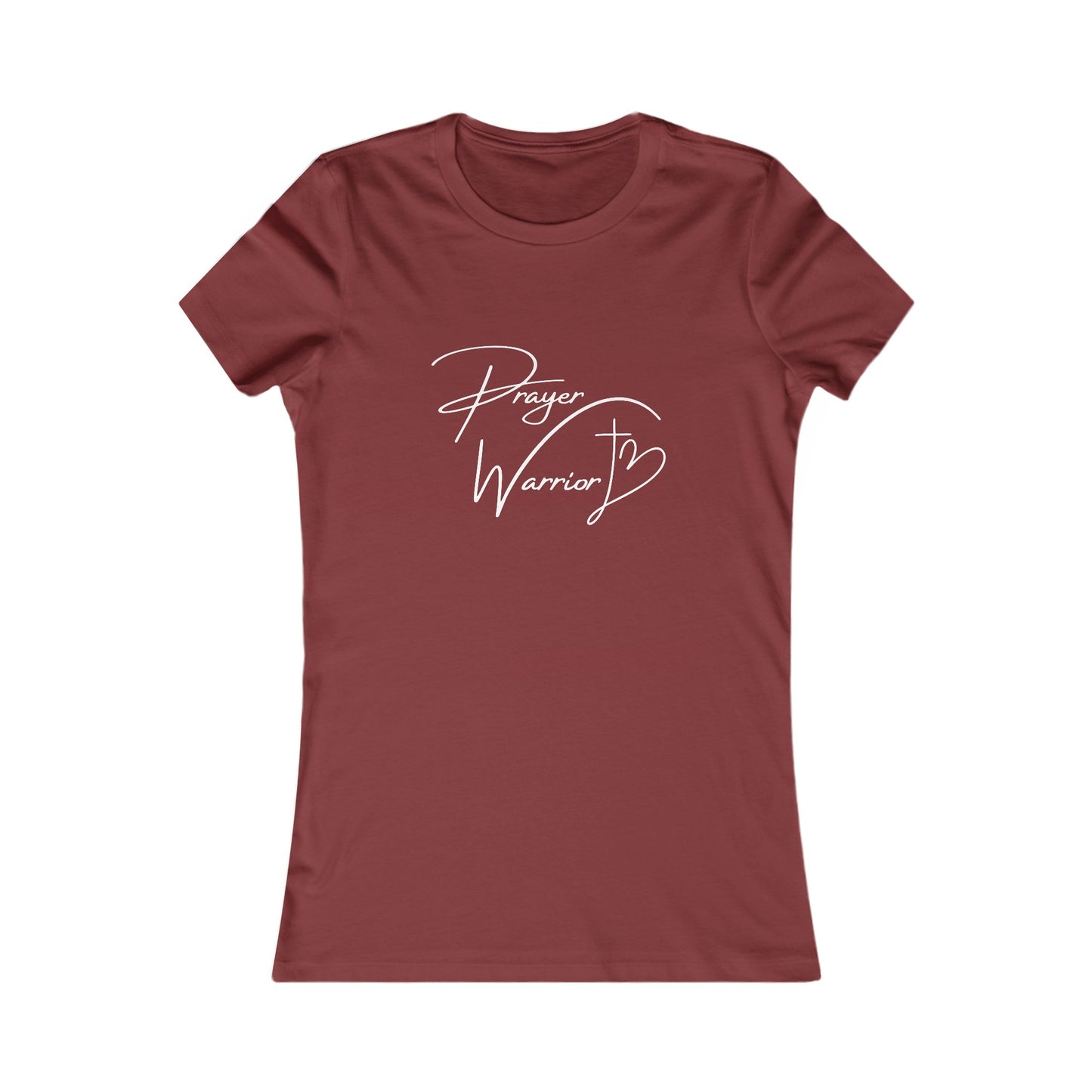 Prayer Warrior Cross Heart Women's Fitted Tshirt (White Logo) - Sweet Baby Jeez Teez