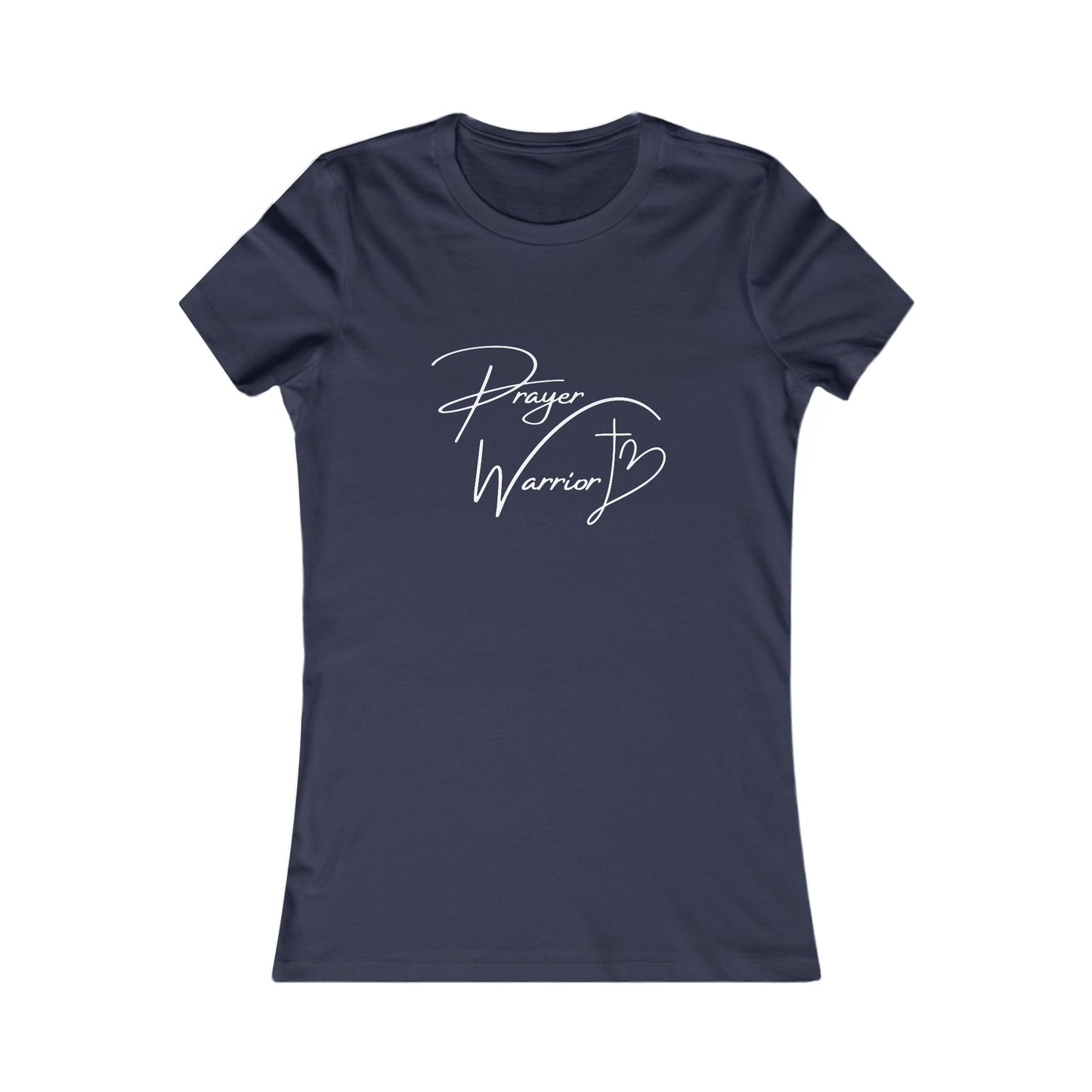 Prayer Warrior Cross Heart Women's Fitted Tshirt (White Logo) - Sweet Baby Jeez Teez