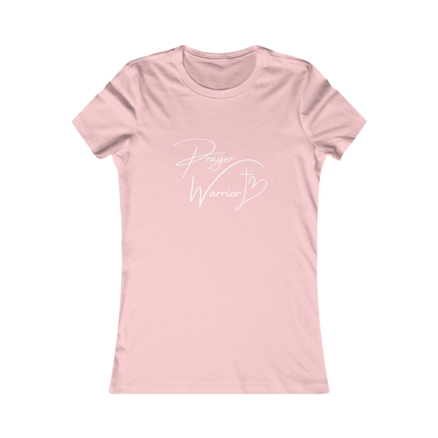 Prayer Warrior Cross Heart Women's Fitted Tshirt (White Logo) - Sweet Baby Jeez Teez