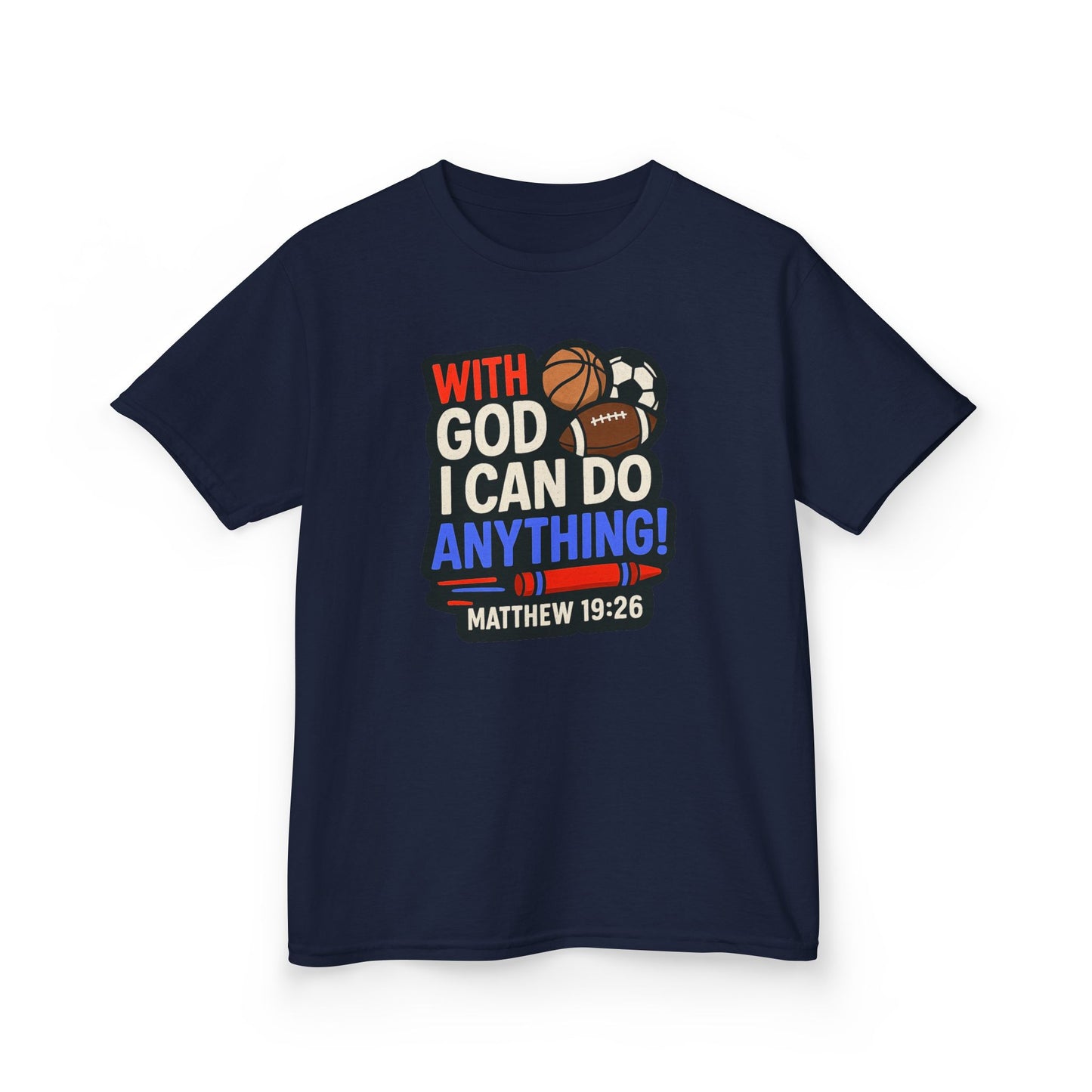 "With God I Can Do Anything!" Bible Verse Christian Boy's Inspirational Tshirt