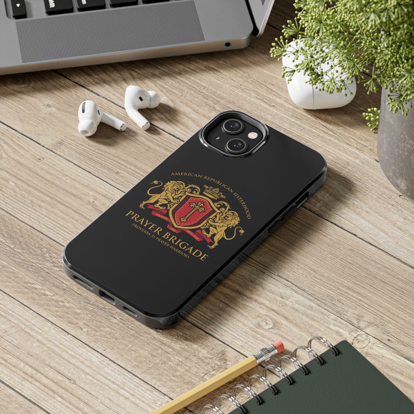 ARS Prayer Brigade Tough Phone Case (Black with Gold/Red Logo)