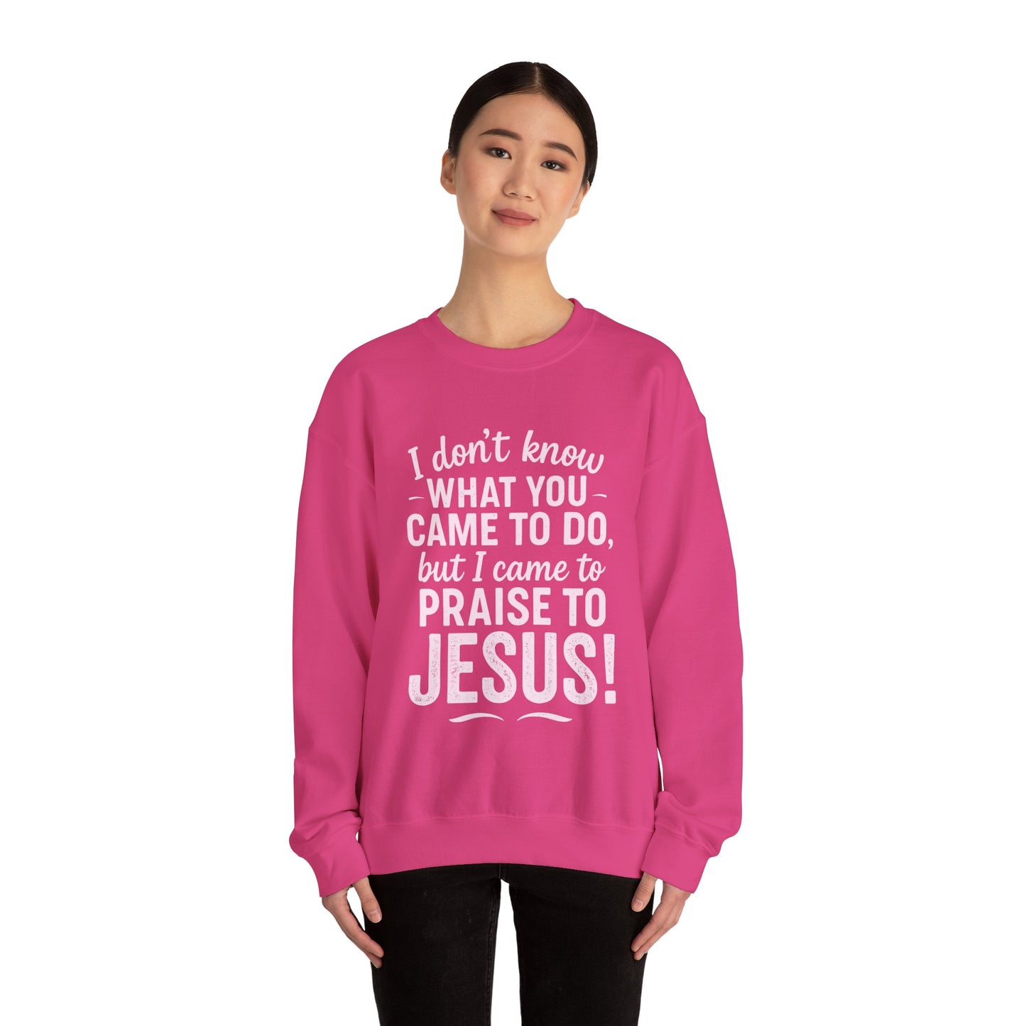 "Came to Praise Jesus" Unisex Heavy Sweatshirt (Light Pink Logo)