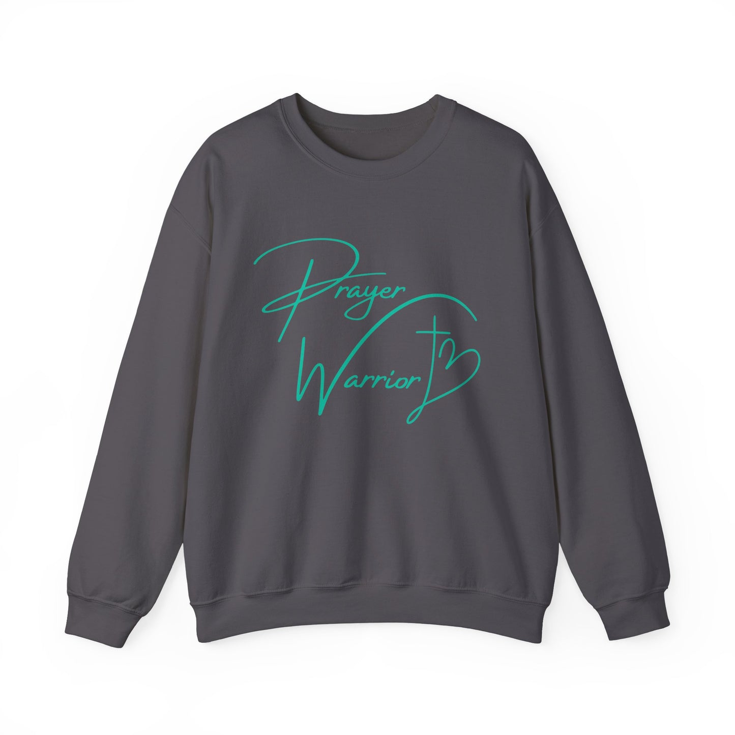 Prayer Warrior Cross Heart Women's Sweatshirt (Teal Logo) - Sweet Baby Jeez Teez