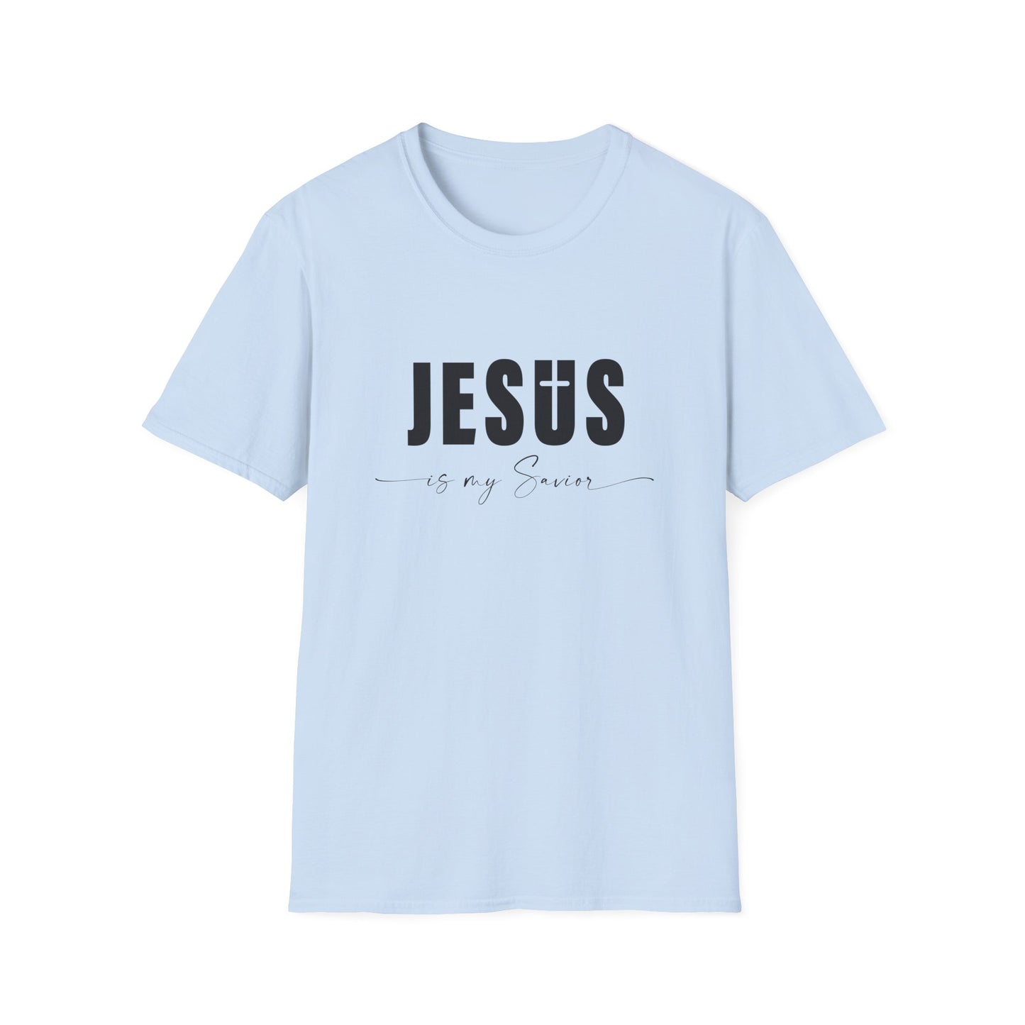 "Jesus is My Savior" Christian Faith Soft T-Shirt (Black Logo)
