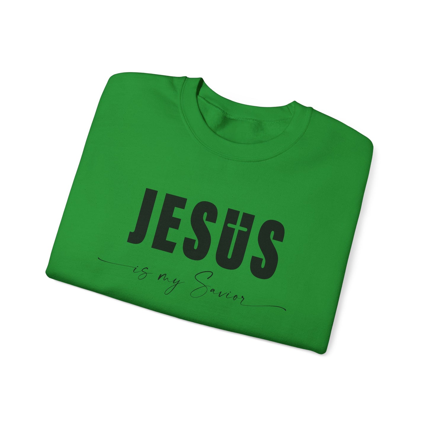 "Jesus is My Savior" Christian Faith Sweatshirt (Black Logo)