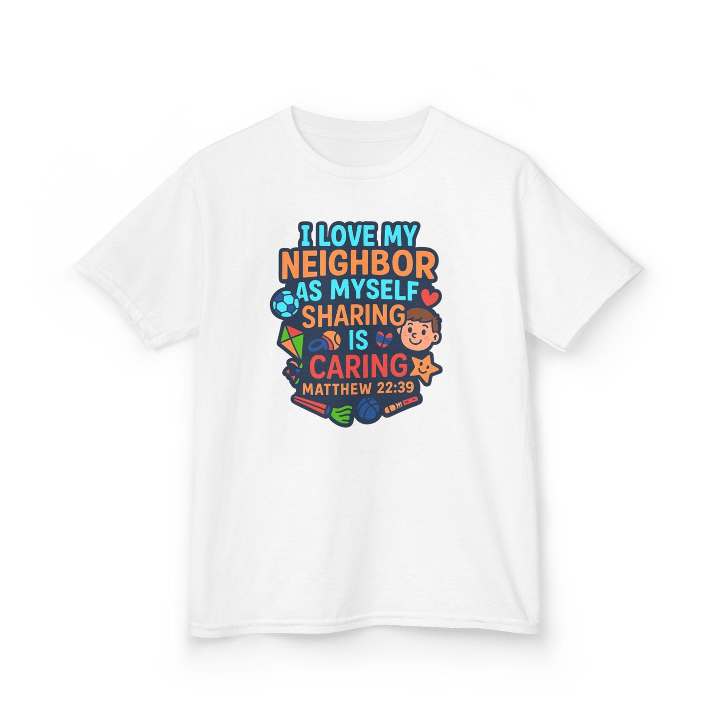 "I Love My Neighbor" Sharing is Caring Christian Boy's Bible Verse Tshirt