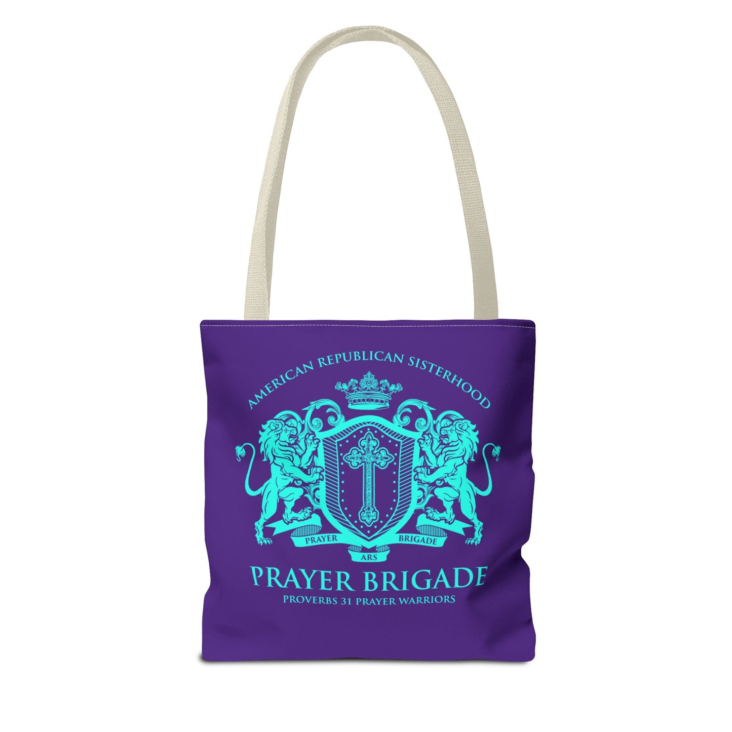 ARS Prayer Brigade Tote Bag (Purple with Aqua Logo)