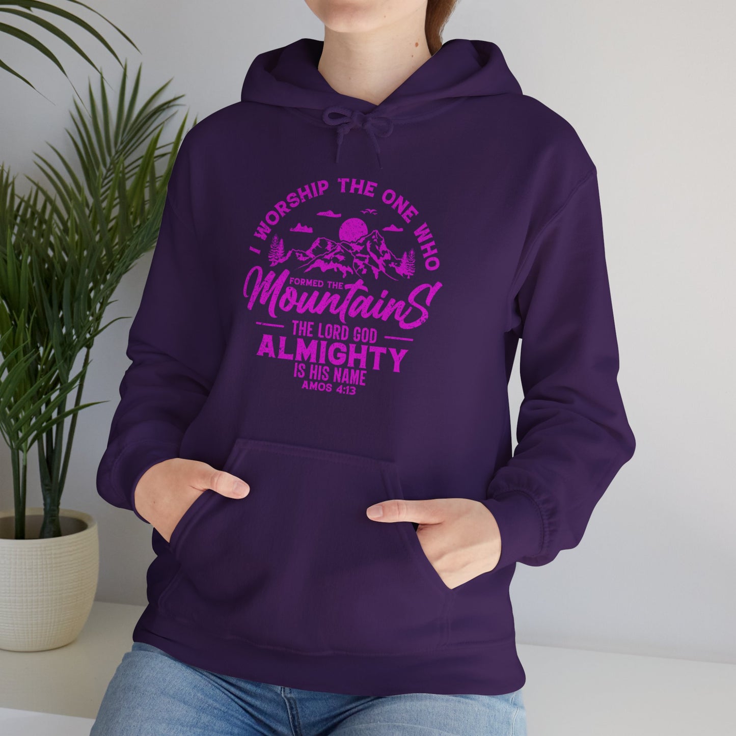 Mountains Women's Relaxed Hoodie (Hot Pink Logo)