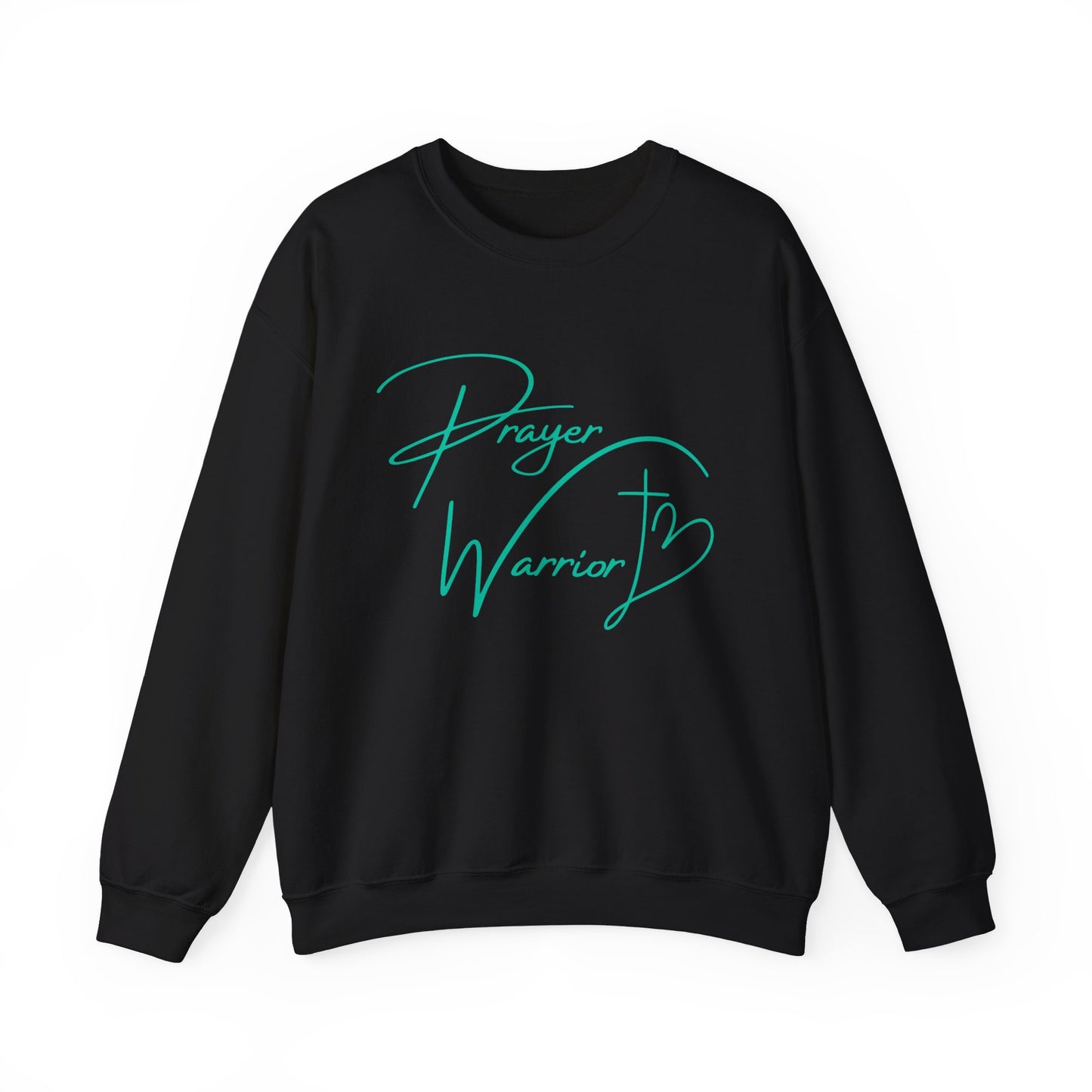 Prayer Warrior Cross Heart Women's Sweatshirt (Teal Logo) - Sweet Baby Jeez Teez