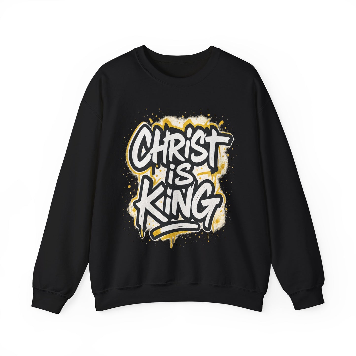Christ is King Men's Crewneck Sweatshirt (White/Gold Logo)