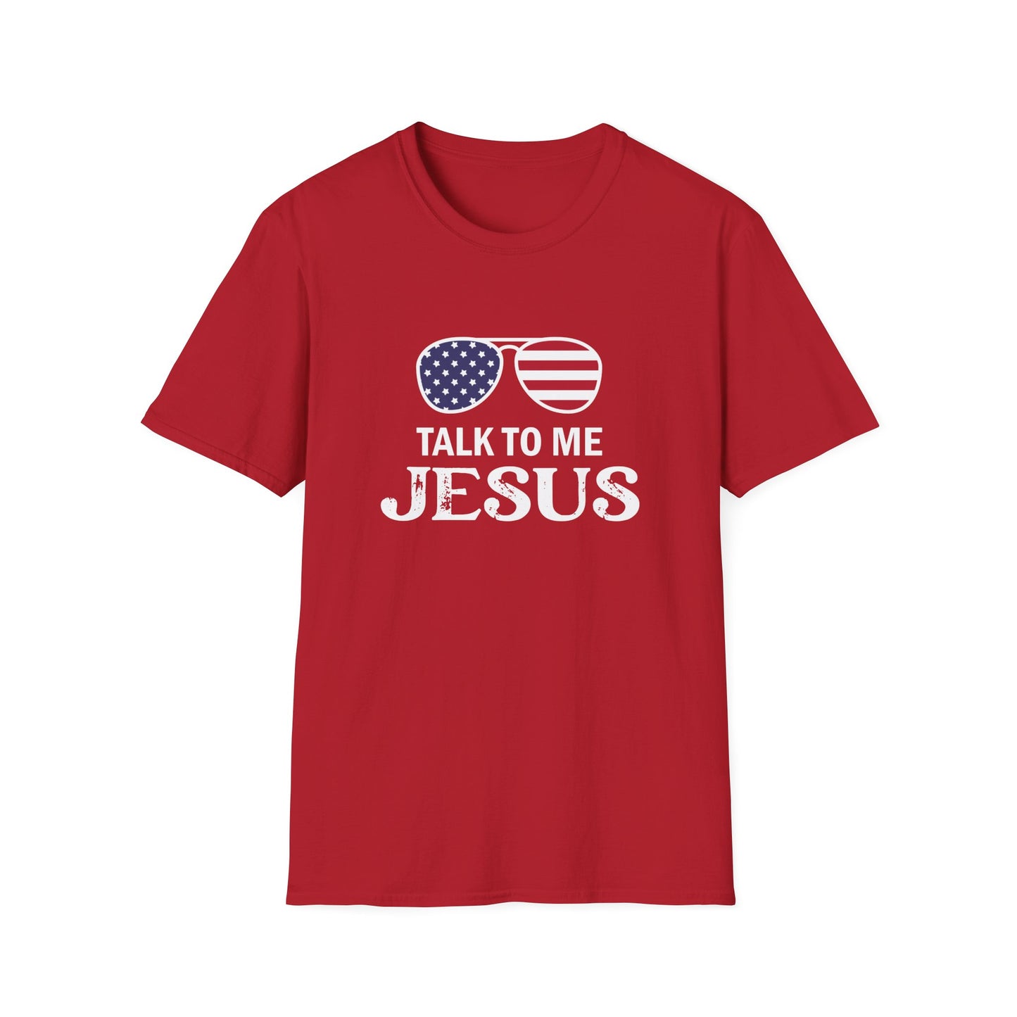 Patriotic "Talk to Me Jesus" Christian Softstyle Tshirt