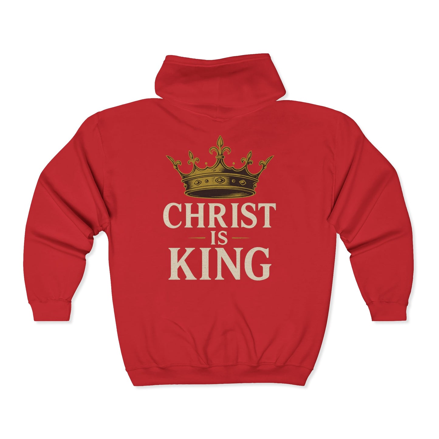 "Christ is King" Unisex Cozy Full-Zip Hoodie (Back Logo)