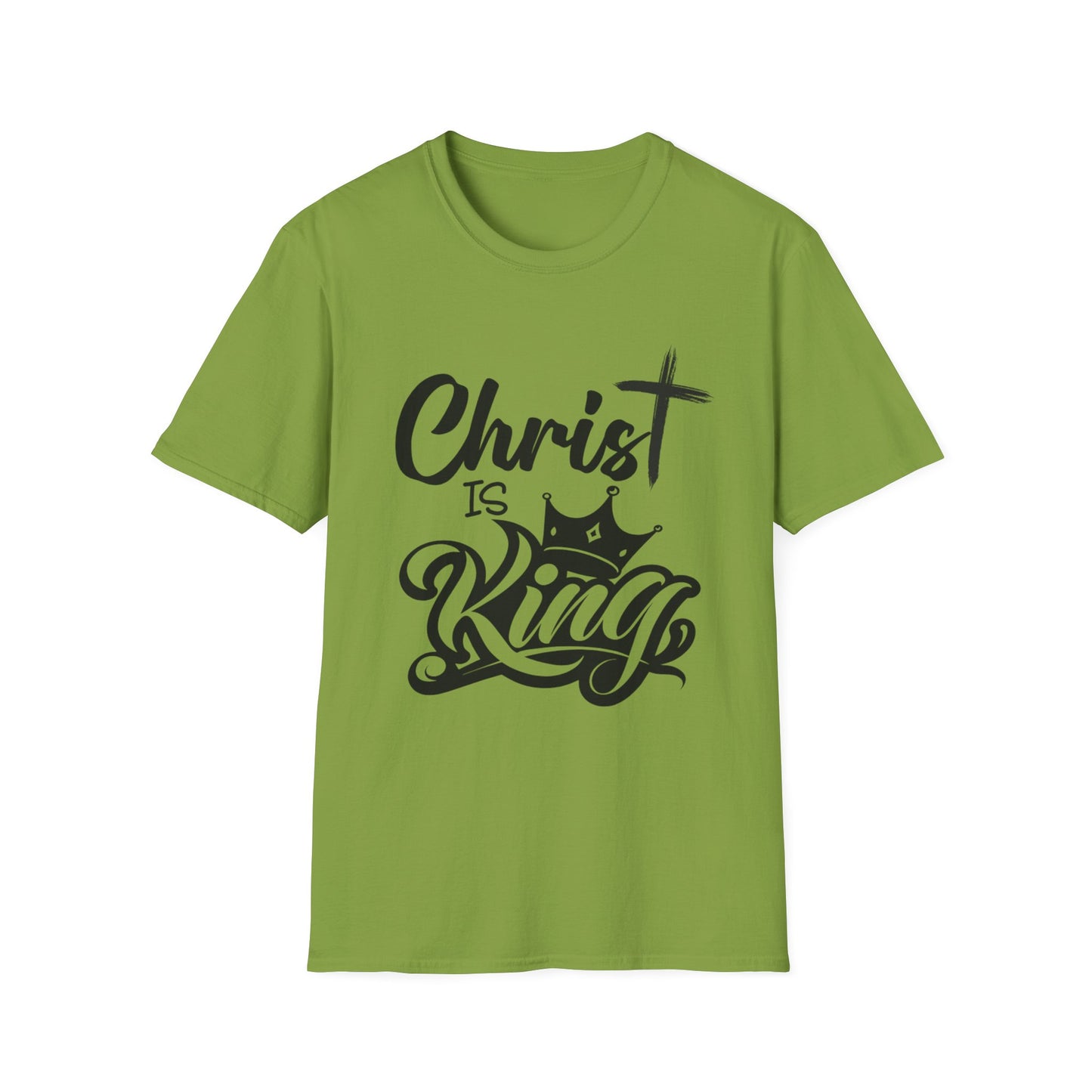 "Christ is King" Unisex Softstyle T-Shirt (Black Logo) - Sweet Baby Jeez Teez