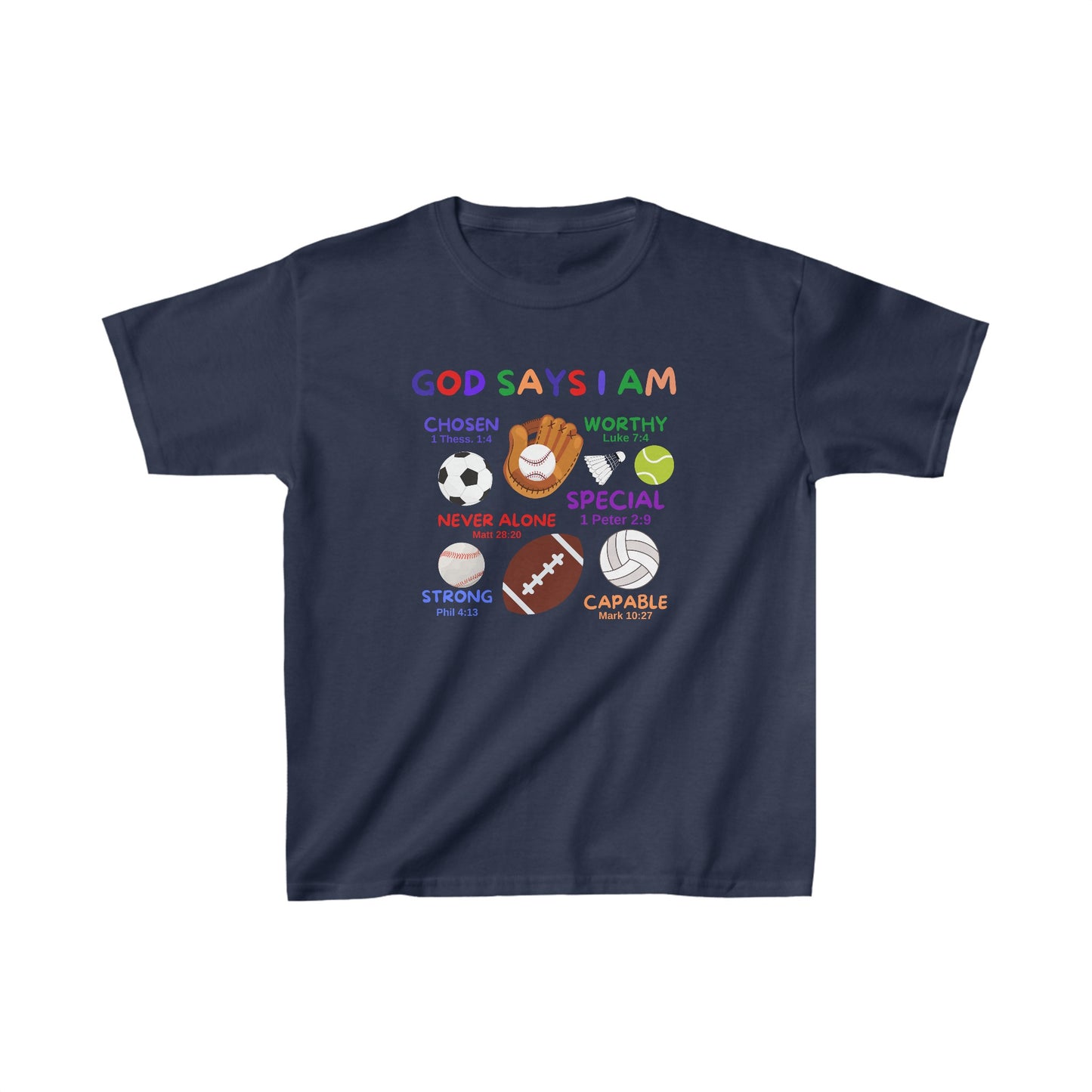 God Says I am Boys Tshirt (Sports Logo) - Sweet Baby Jeez Teez