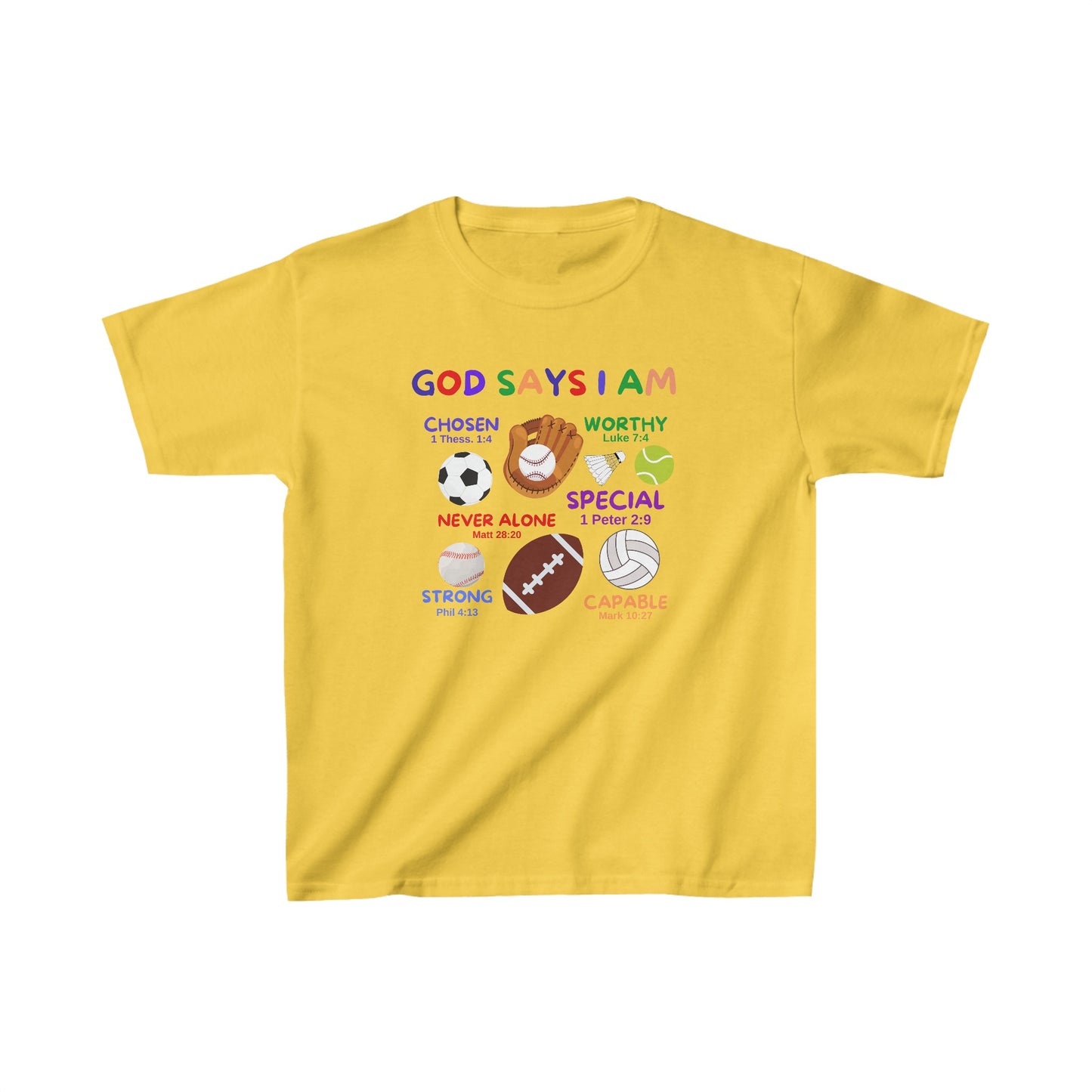 God Says I am Boys Tshirt (Sports Logo) - Sweet Baby Jeez Teez