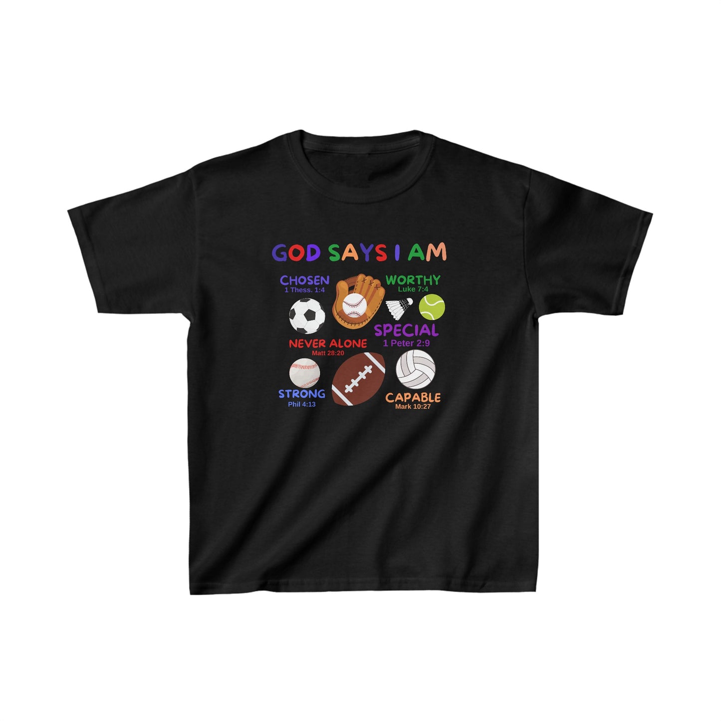 God Says I am Boys Tshirt (Sports Logo) - Sweet Baby Jeez Teez