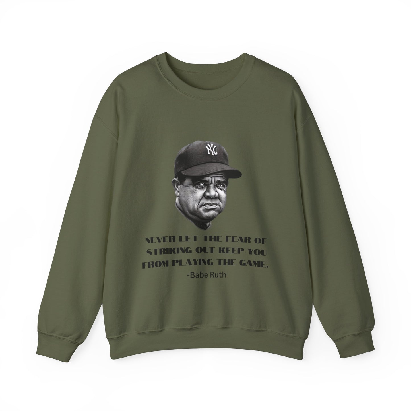 Strike Out Babe Ruth Men's Crewneck Sweatshirt (IW Grayscale Logo) - Sweet Baby Jeez Teez