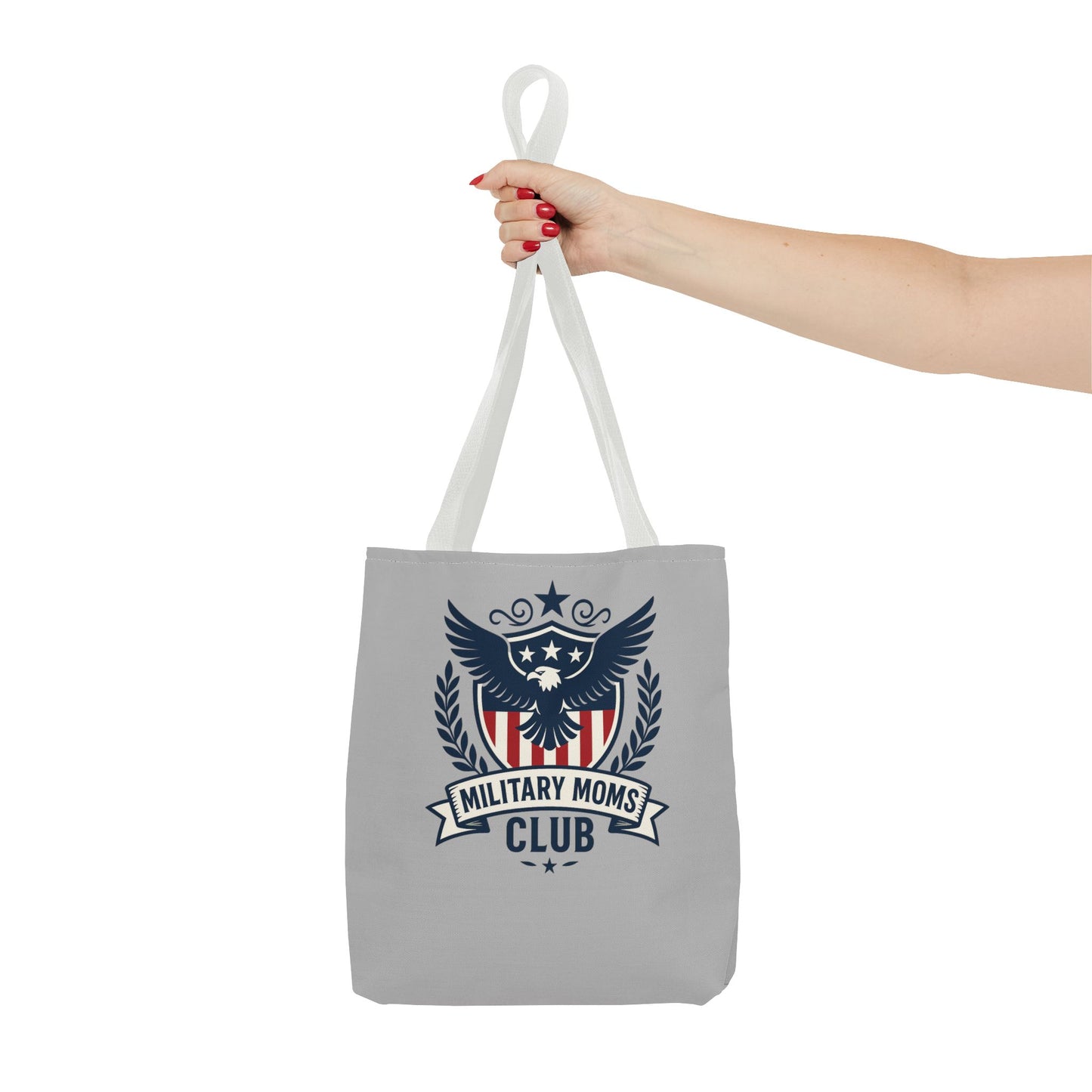 Military Moms Club Tote Bag (Gray with Choice of Handles) - Sweet Baby Jeez Teez