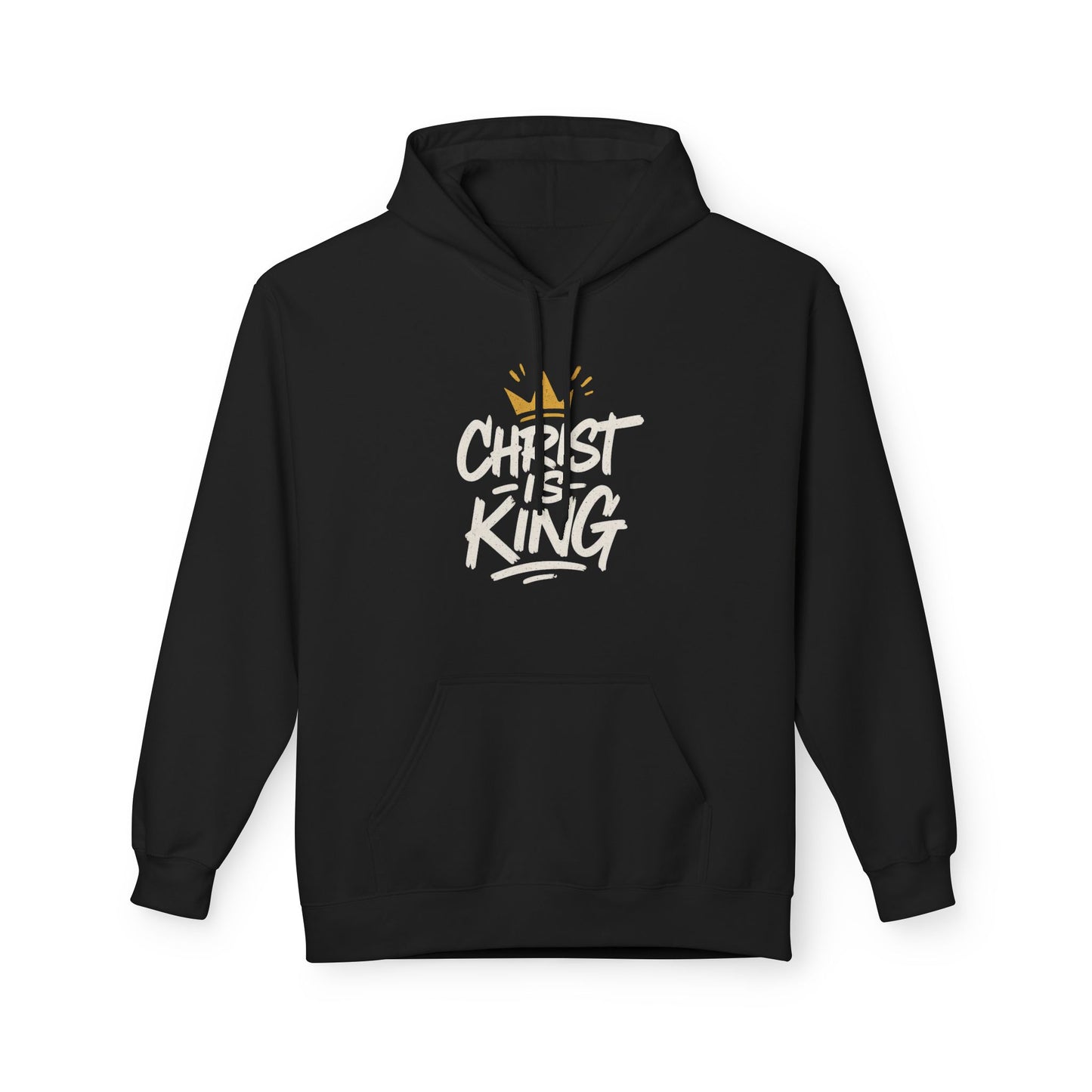 Christ is King Fleece Hoodie Faith-Based Sweatshirt (Gold Crown Logo)