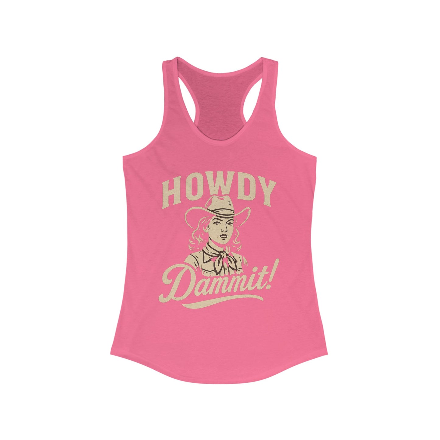 Howdy Dammit! Aggie Texas Cowgirl Women's Racerback Tanktop (Gold Logo)