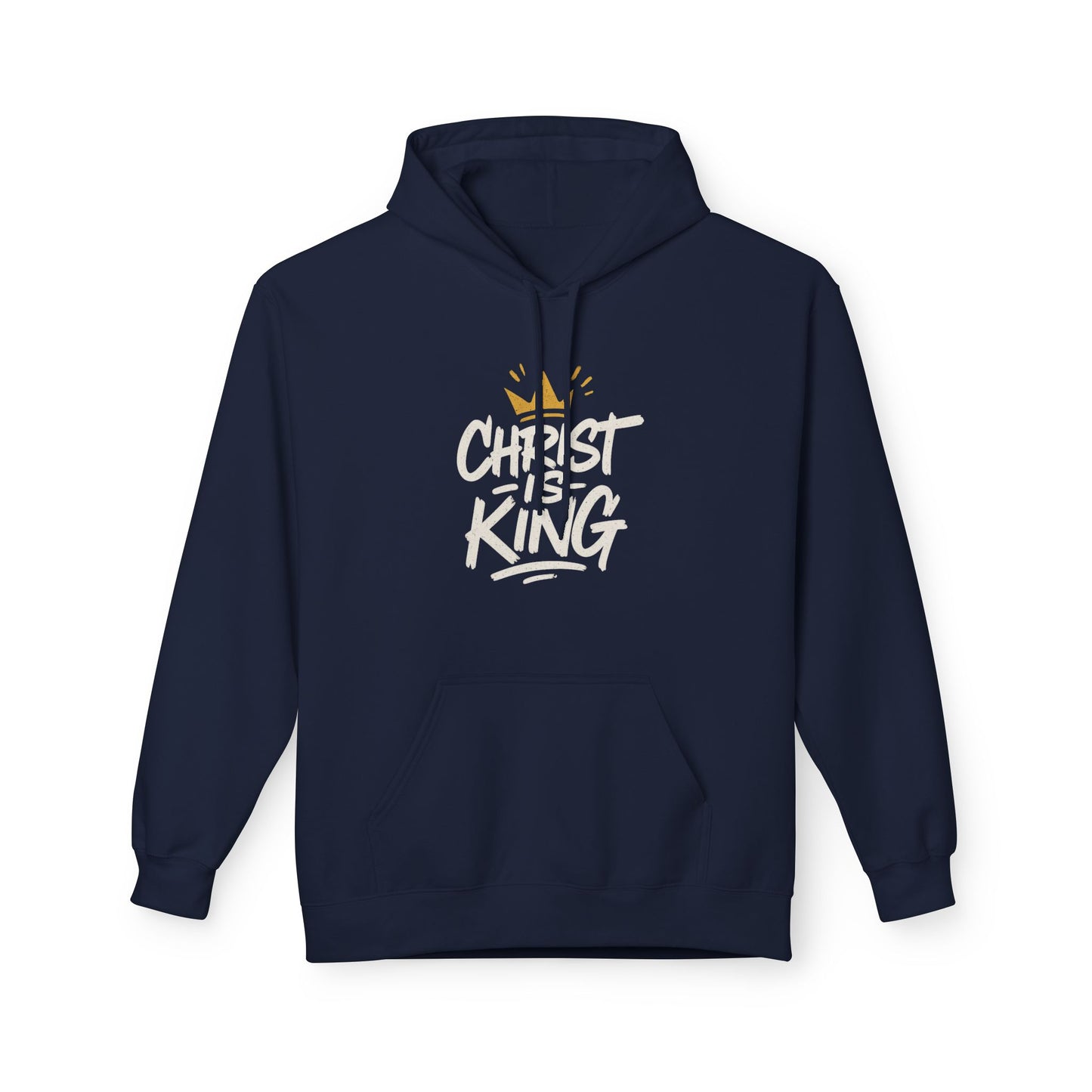 Christ is King Fleece Hoodie Faith-Based Sweatshirt (Gold Crown Logo)