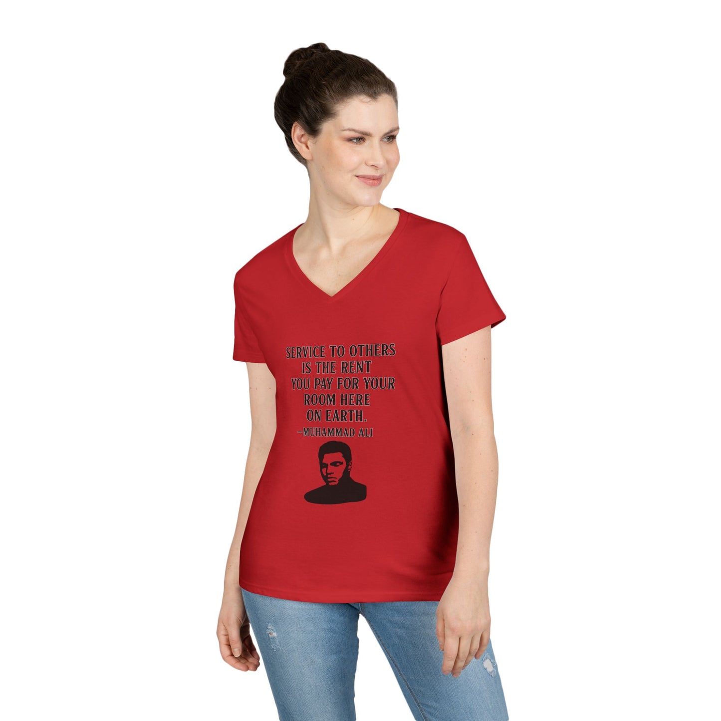 "Service to Others" Muhammad Ali Women's V-Neck T-Shirt (IM Logo)
