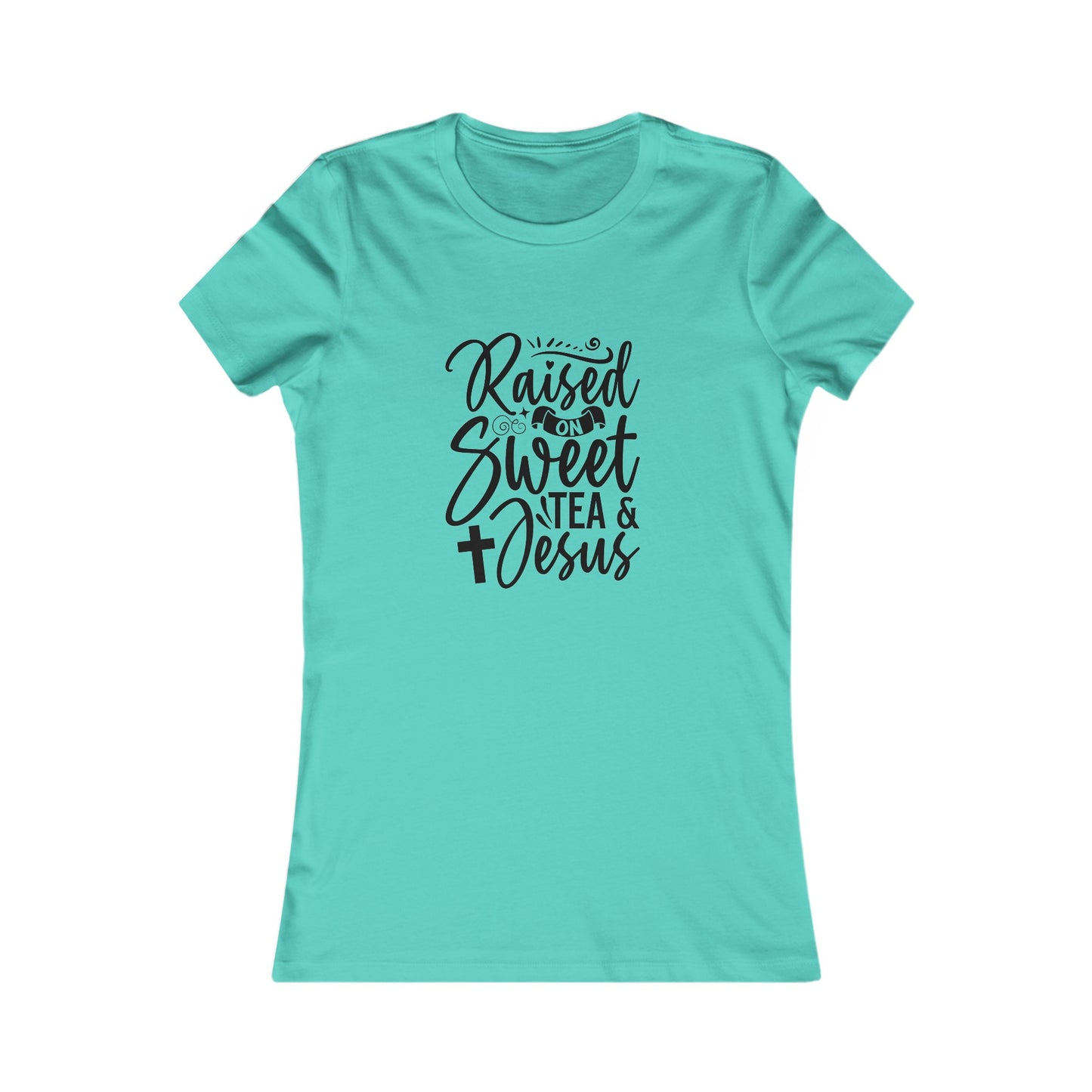 Sweet Tea and Jesus Women's Fitted Tshirt (Black Logo) - Sweet Baby Jeez Teez
