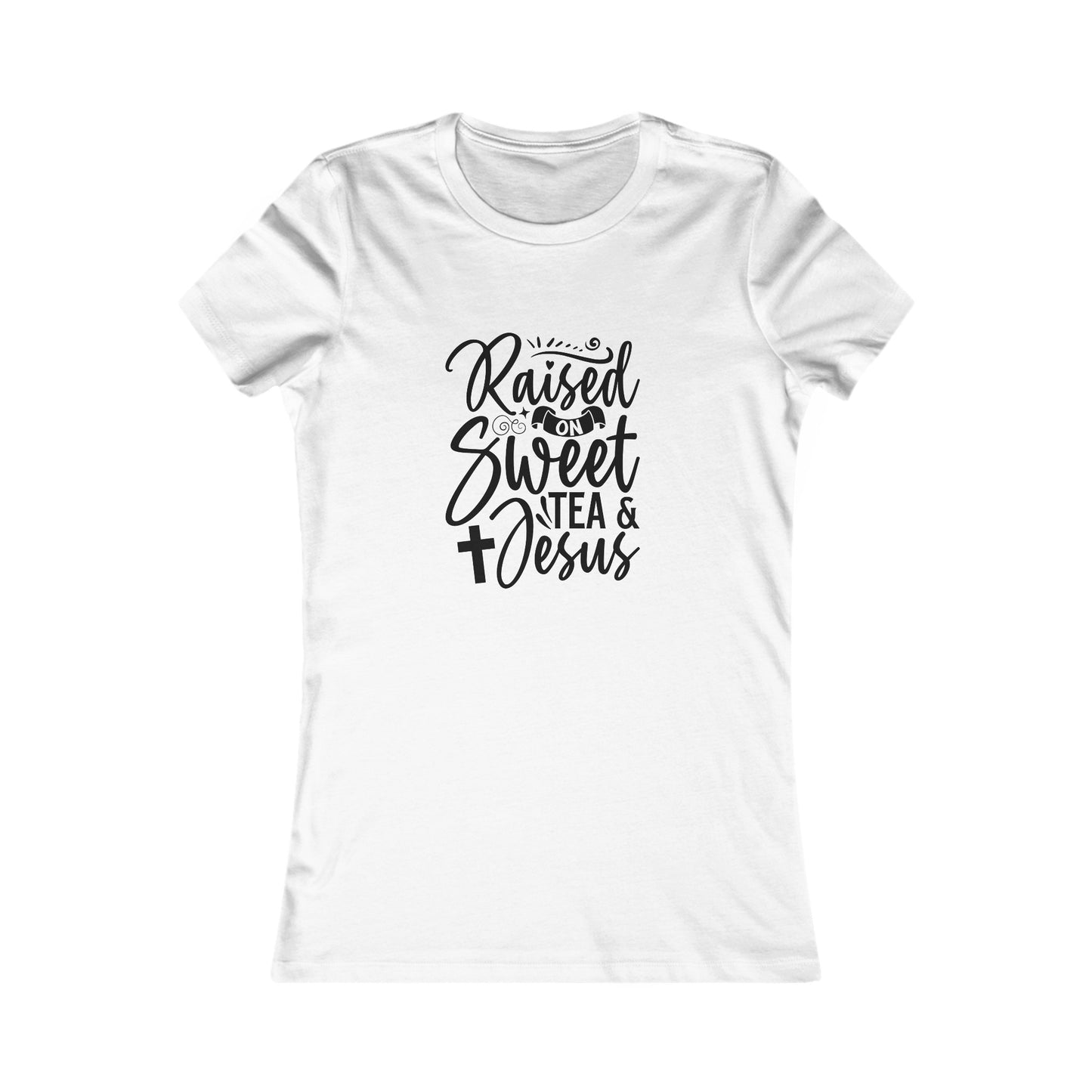 Sweet Tea and Jesus Women's Fitted Tshirt (Black Logo) - Sweet Baby Jeez Teez