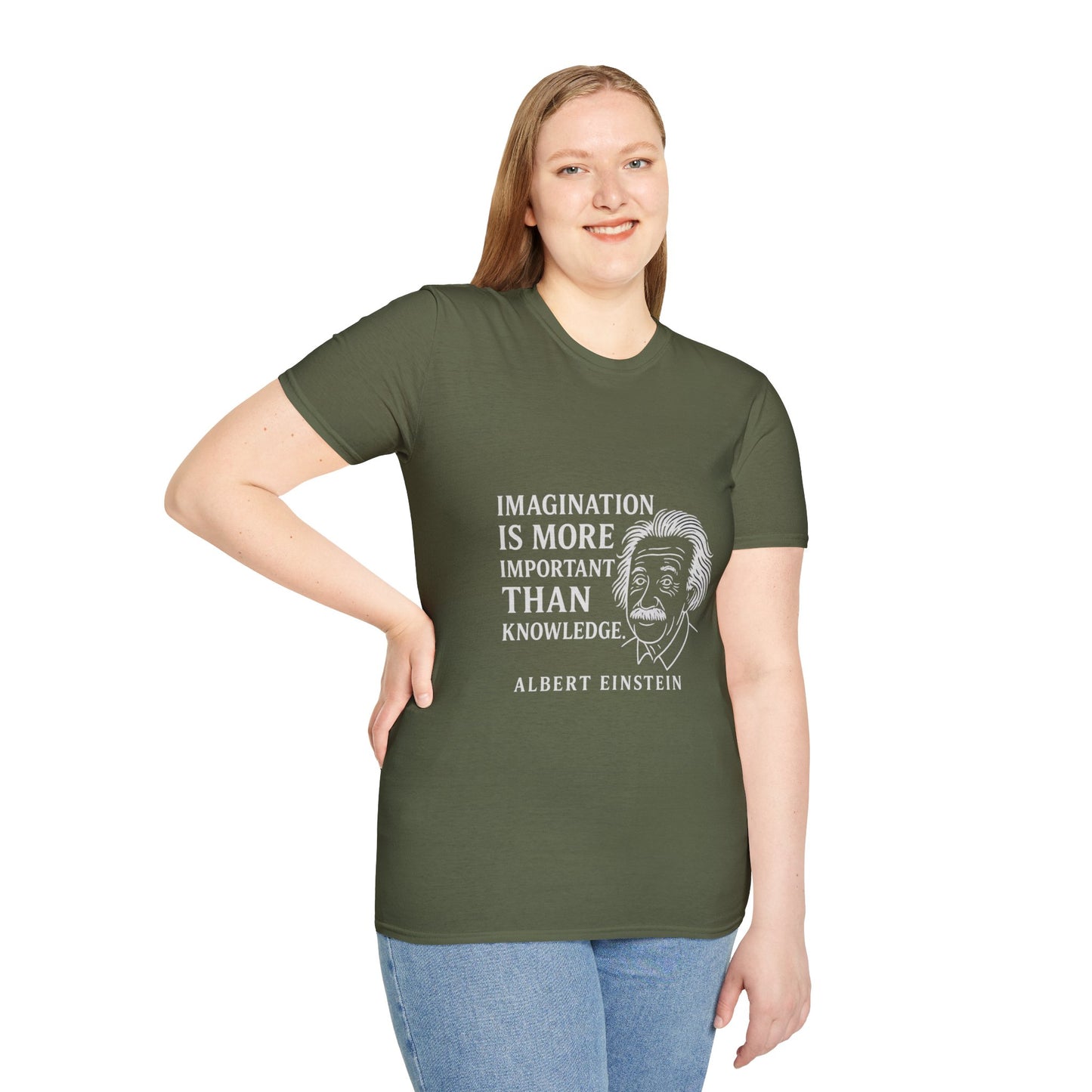 "Imagination" Einstein Quote Unisex Softstyle T-Shirt (IW Logo)